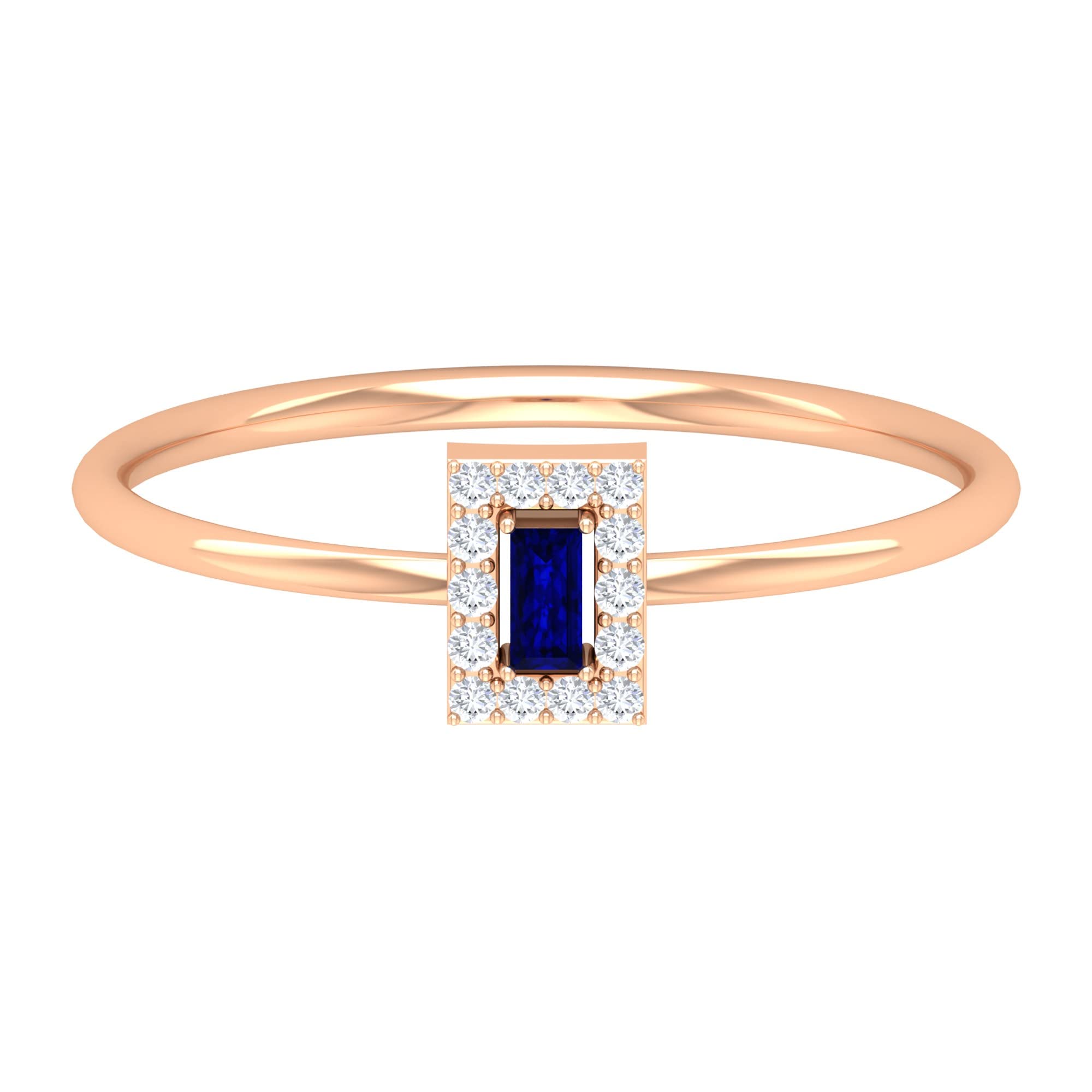 Blue Sapphire and Diamond Ring - 14K Solid Gold Dainty Promise Ring for Women | Perfect for Engagement, Anniversary & Special Occasions