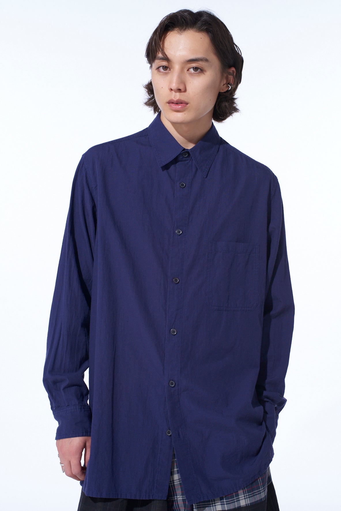 Premium Loose Fit Broadcloth Chambray Shirt with Regular Collar - Casual & Business Wear for Men