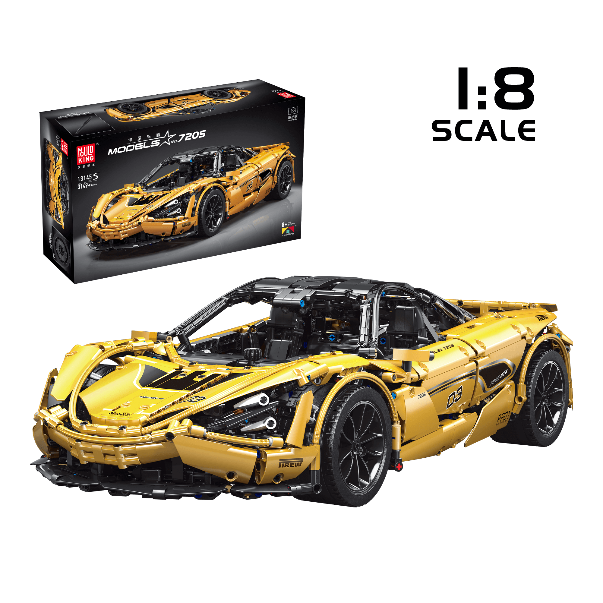 Mould King 13145S 720S Spider Sports Car Remote Control Building Blocks Set - 3,149 PCS STEM Toy for Adults & Kids | Perfect for Birthday Gifts, Collectors Display, and RC Car Racing Fun