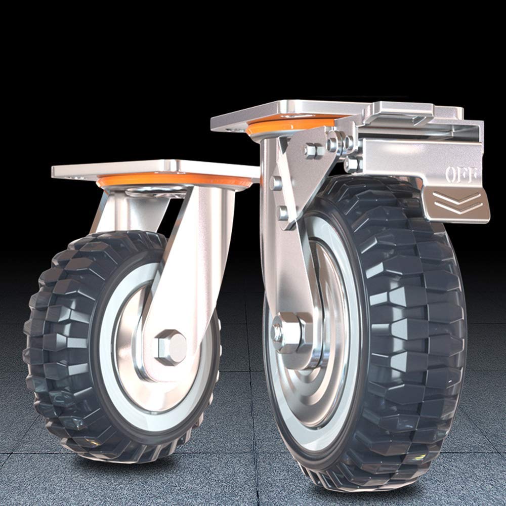 Heavy Duty Industrial Castor Wheels - 1000kg Load Capacity, Polyurethane Swivel Casters with Brakes (4pcs) - Perfect for Trolleys, Furniture, and Heavy Equipment Mobility