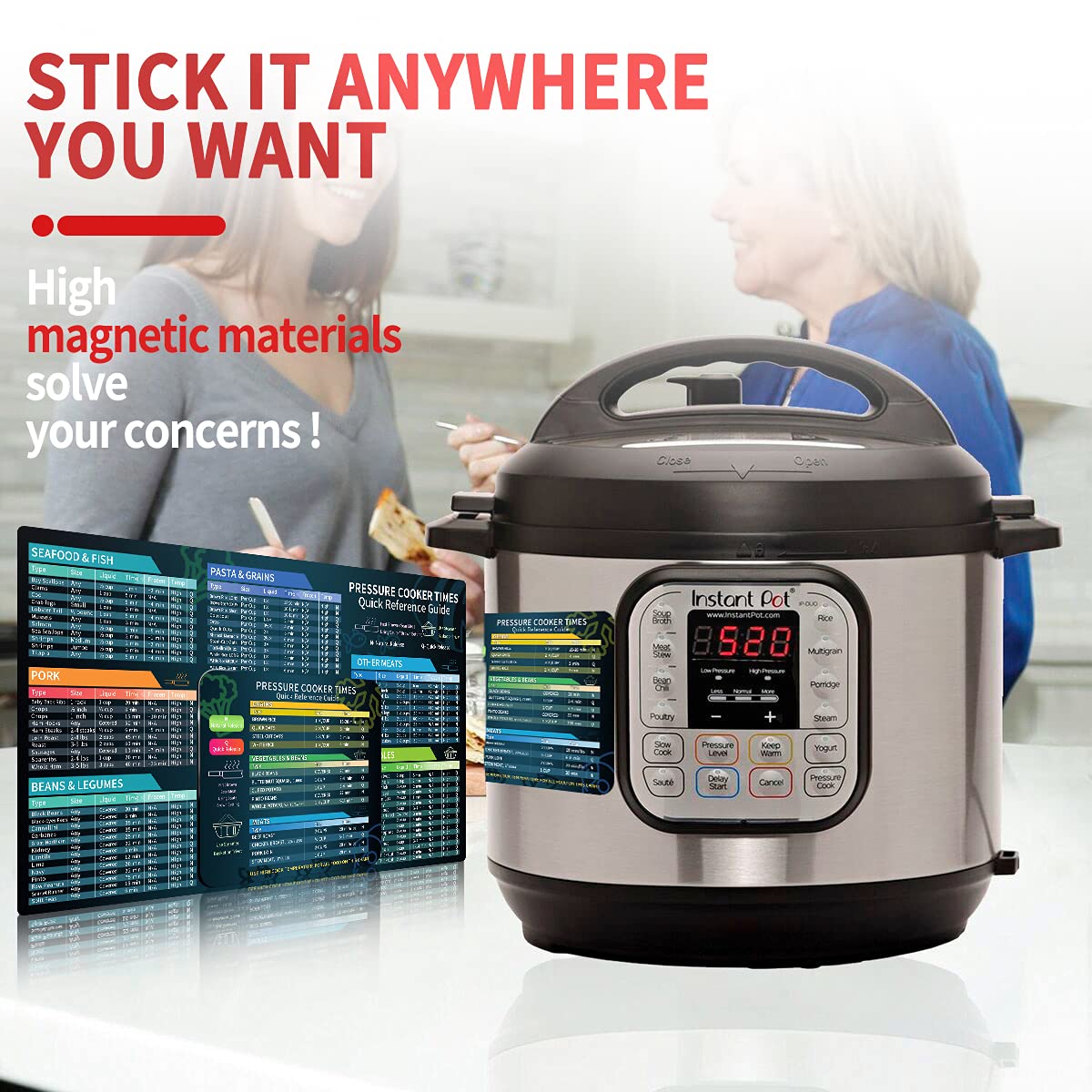 Instant Pot Cheat Sheet Magnet Set - Pressure Cooker Accessories with Cook Times Chart & Quick Reference Guide - Magnetic Cooking Tool for Instant Pot (Perfect for Kitchen, Meal Prep & Quick Recipes)