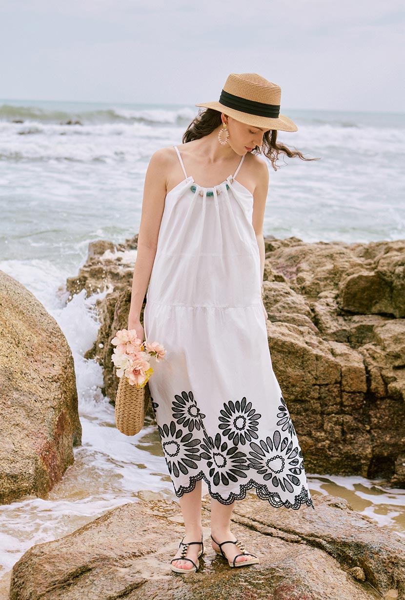 Laarni Women's Maxi Dress with Embroidery - Floral Summer Boho Dress for Beach, Vacation & Casual Wear