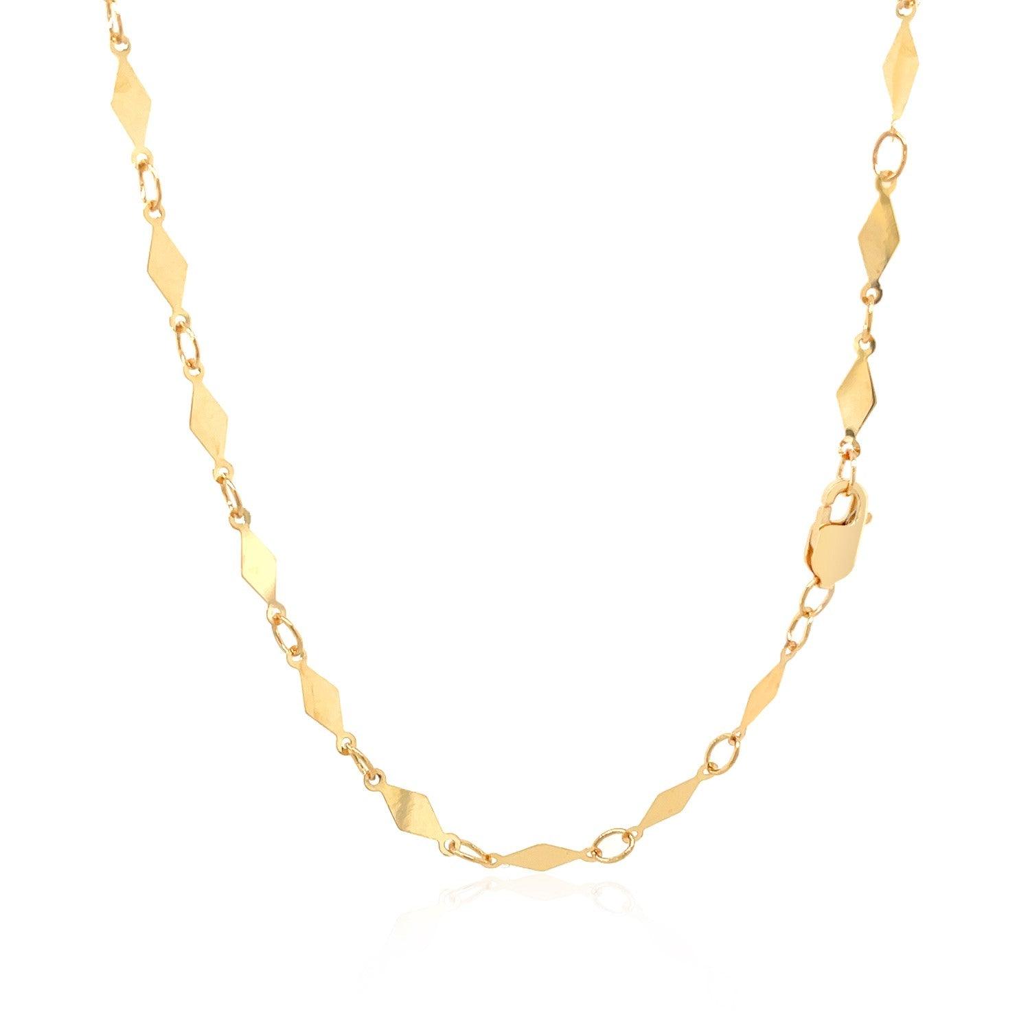 14K Yellow Gold Polished Diamond Motif Chain Necklace - 3.0mm Width, Dainty & Elegant Jewelry for Women - Perfect for Weddings, Anniversaries & Special Occasions