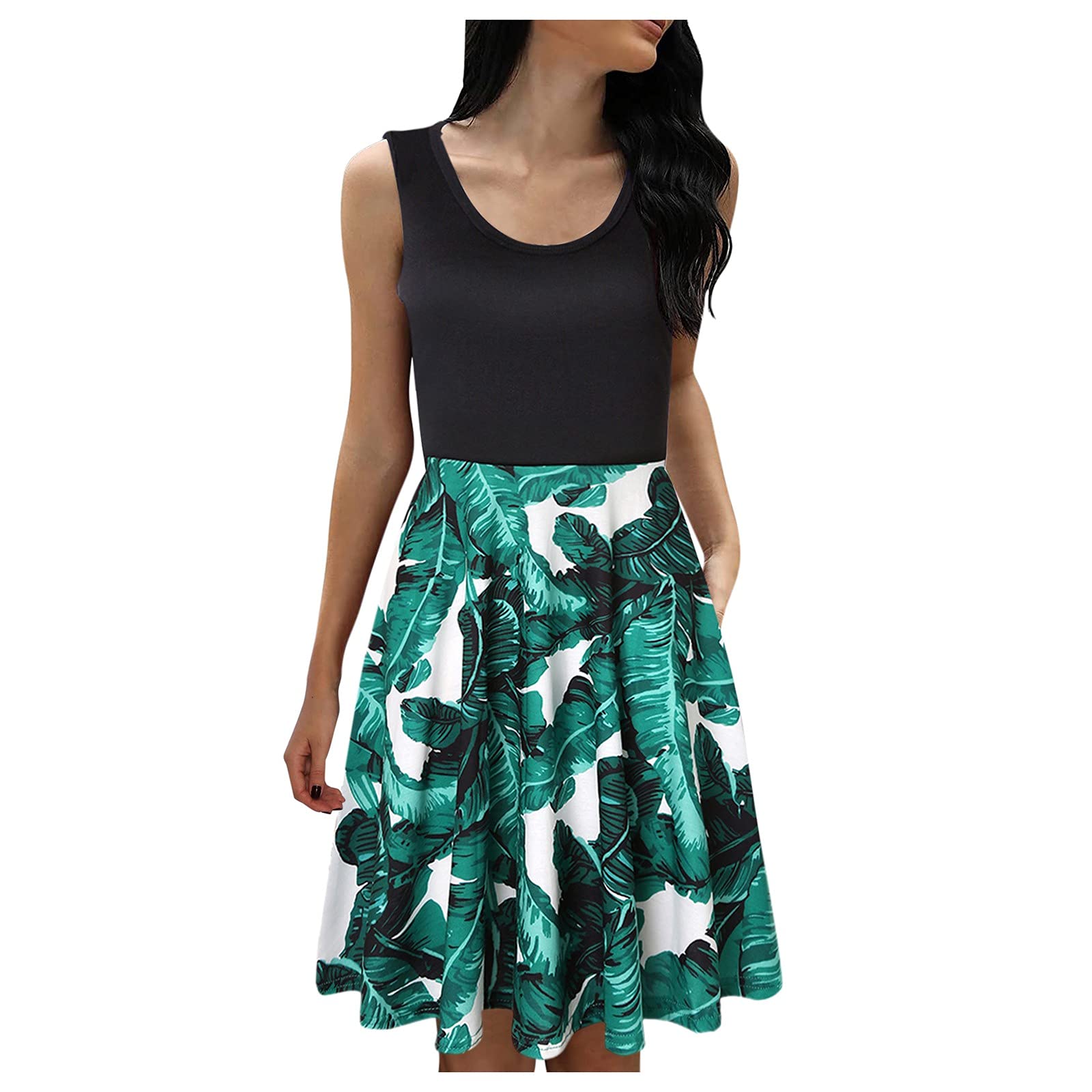 Elegant Floral Print A-Line Mini Dress for Women - Round Neck Casual Tank Dress for Mom | Perfect for Summer Outings, Brunch Dates & Special Occasions