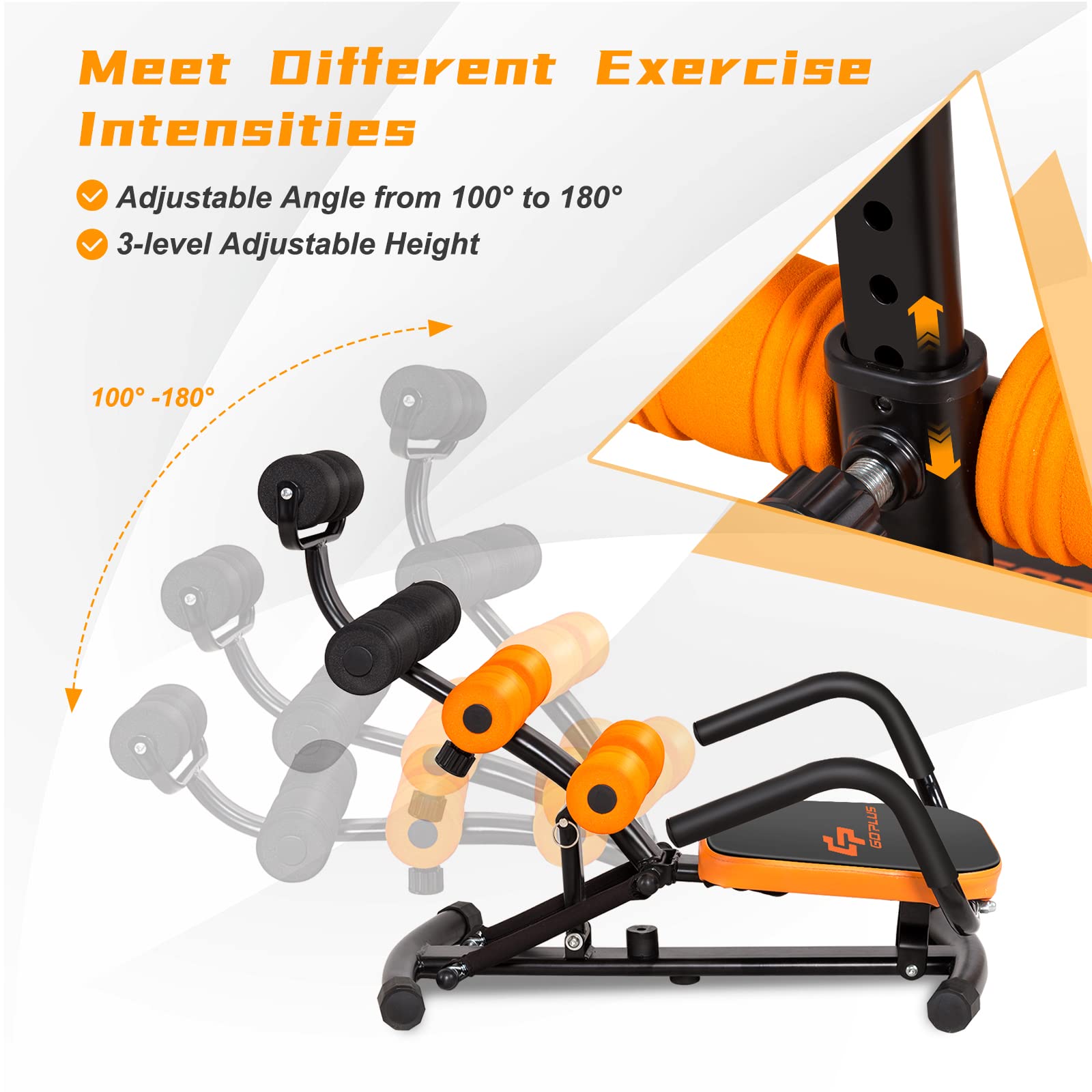 Goplus Adjustable Ab Rocket Twister Trainer - Core & Abdominal Exercise Machine for Home Gym, Workout Equipment with Incline Feature - Perfect for Toning Abs, Strengthening Core & Full-Body Fitness Training