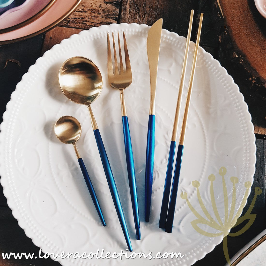70% Off Clearance Sale - Lux Gold Blue Stainless Steel SS304 Fork Set - Elegant Dining Utensils for Parties, Weddings & Home Decor