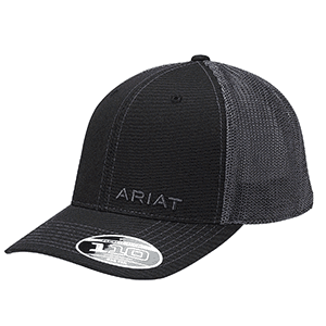Ariat Men's Black and Gray Baseball Cap - Adjustable Snapback Hat for Outdoor, Casual, and Work Wear