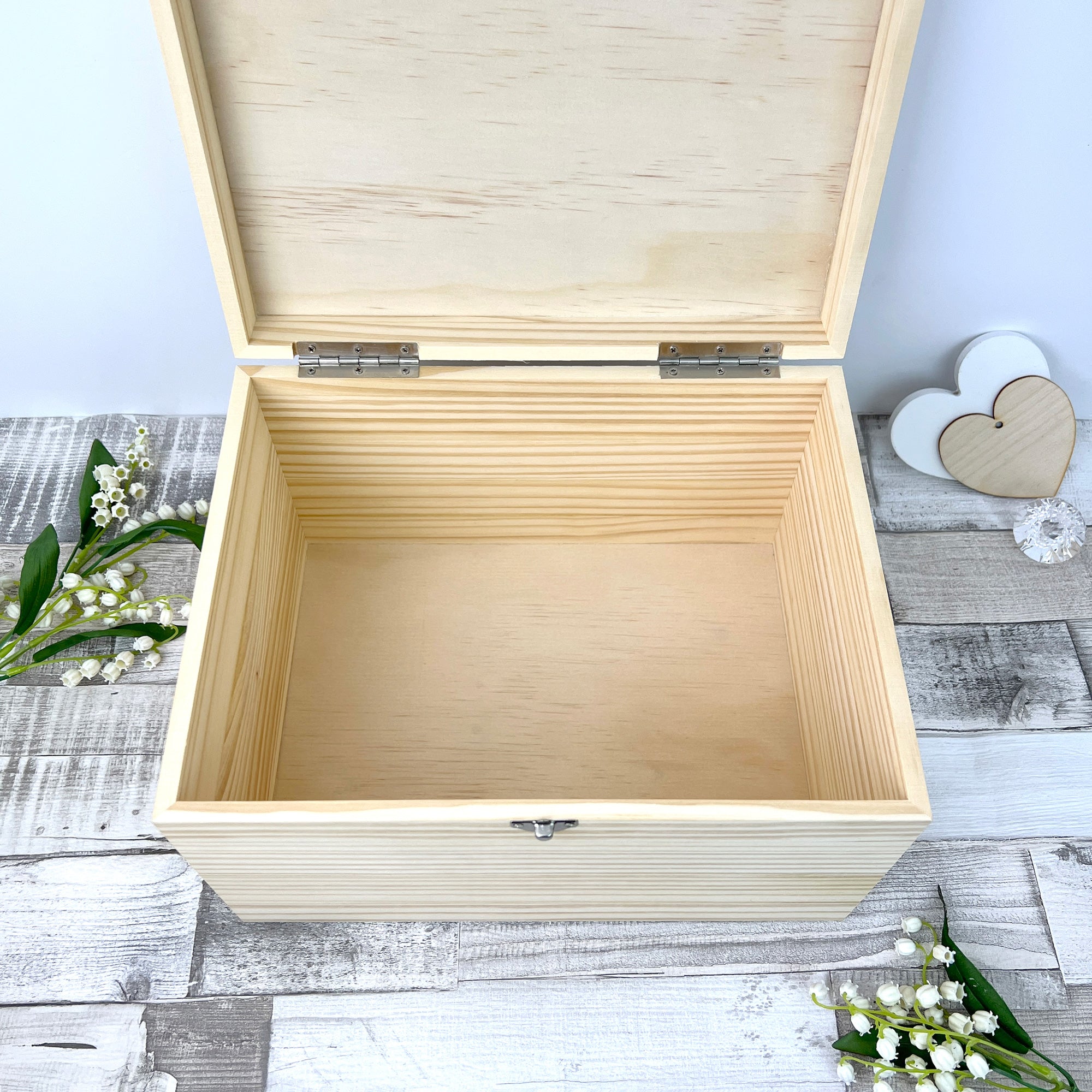 Personalized Floral Pine Wood Memorial Photo Keepsake Box - Handcrafted Wooden Memory Chest for Ashes, Photos & Mementos (5 Sizes: 16cm, 20cm, 26cm, 30cm, 36cm) - Perfect for Funeral, Anniversary, Wedding & Family Heirloom Preservation