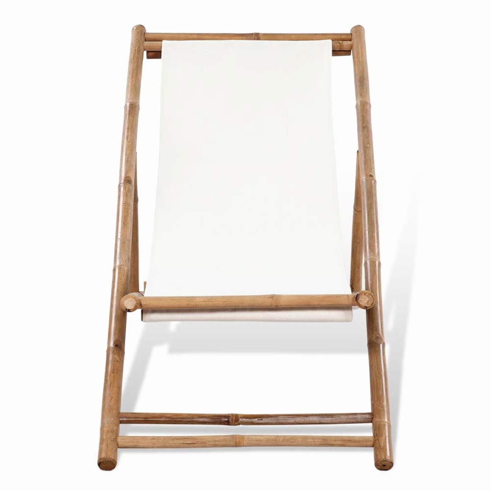 BLUECC Bamboo Chaise Lounge Chair - Outdoor Sun Lounger with Adjustable Backrest, Lightweight & Portable for Patio, Poolside, Beach, and Garden Relaxation
