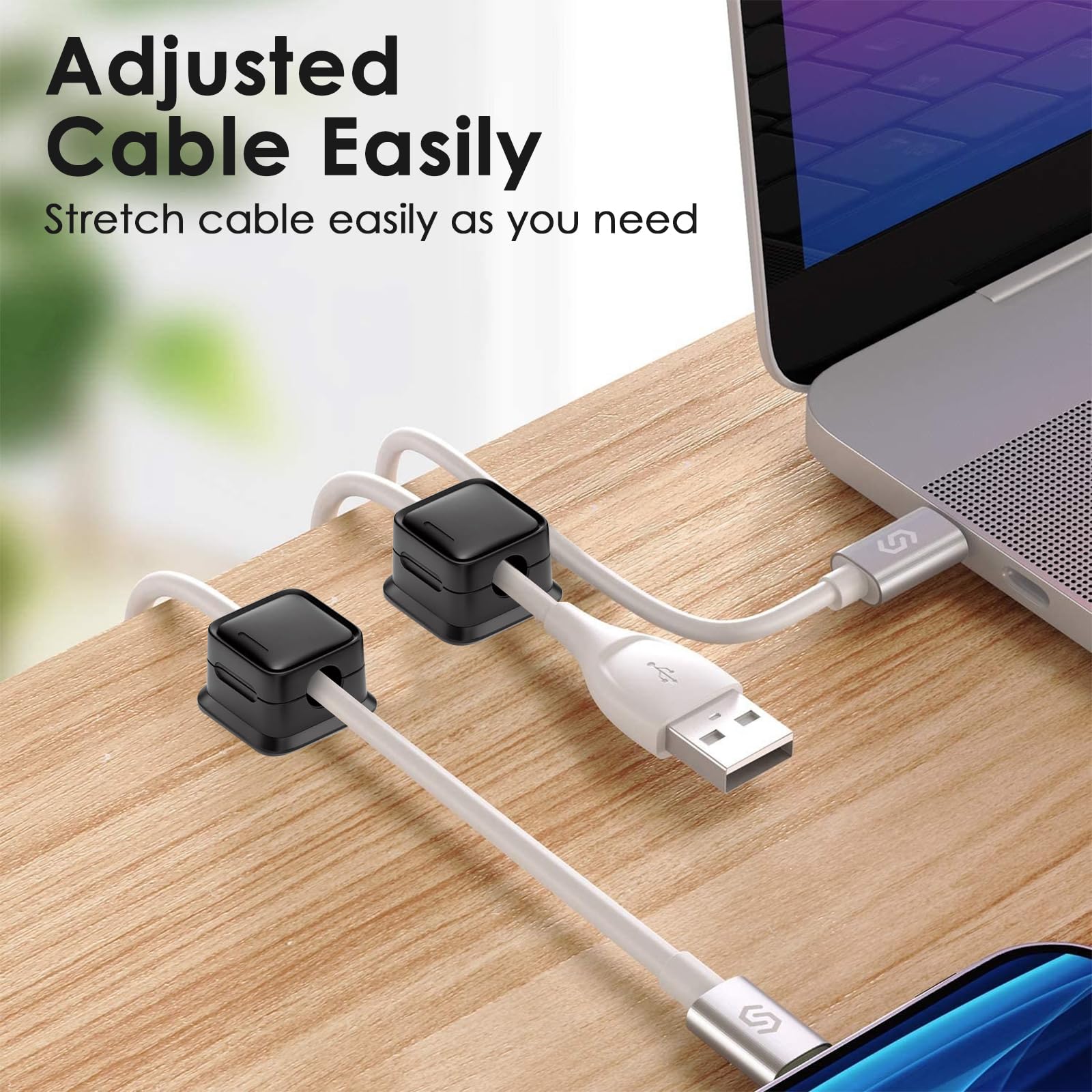TrustBlai Magnetic Cable Clips - 12 Pack Strong Adhesive Cord Organizer for Phone Charger, Desk & Nightstand - Hide Wires & Keep Appliances Tidy (Perfect for Home, Office & Travel)