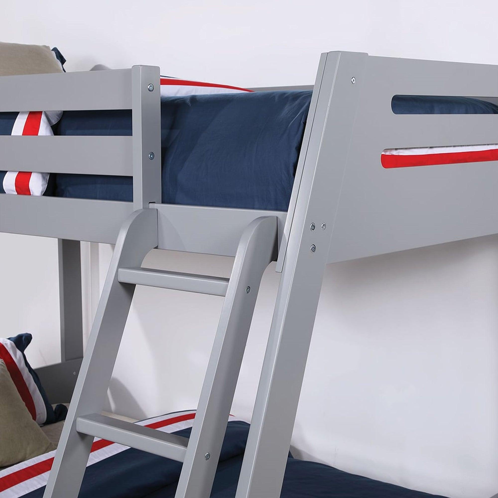 Solid Wood Twin/Full Bunk Bed with Reversible Angled Ladder & Underbed Drawers - Sturdy Kids Bunk Bed for Small Spaces, Bedroom & Guest Room - Perfect for Siblings, Sleepovers & Space Saving