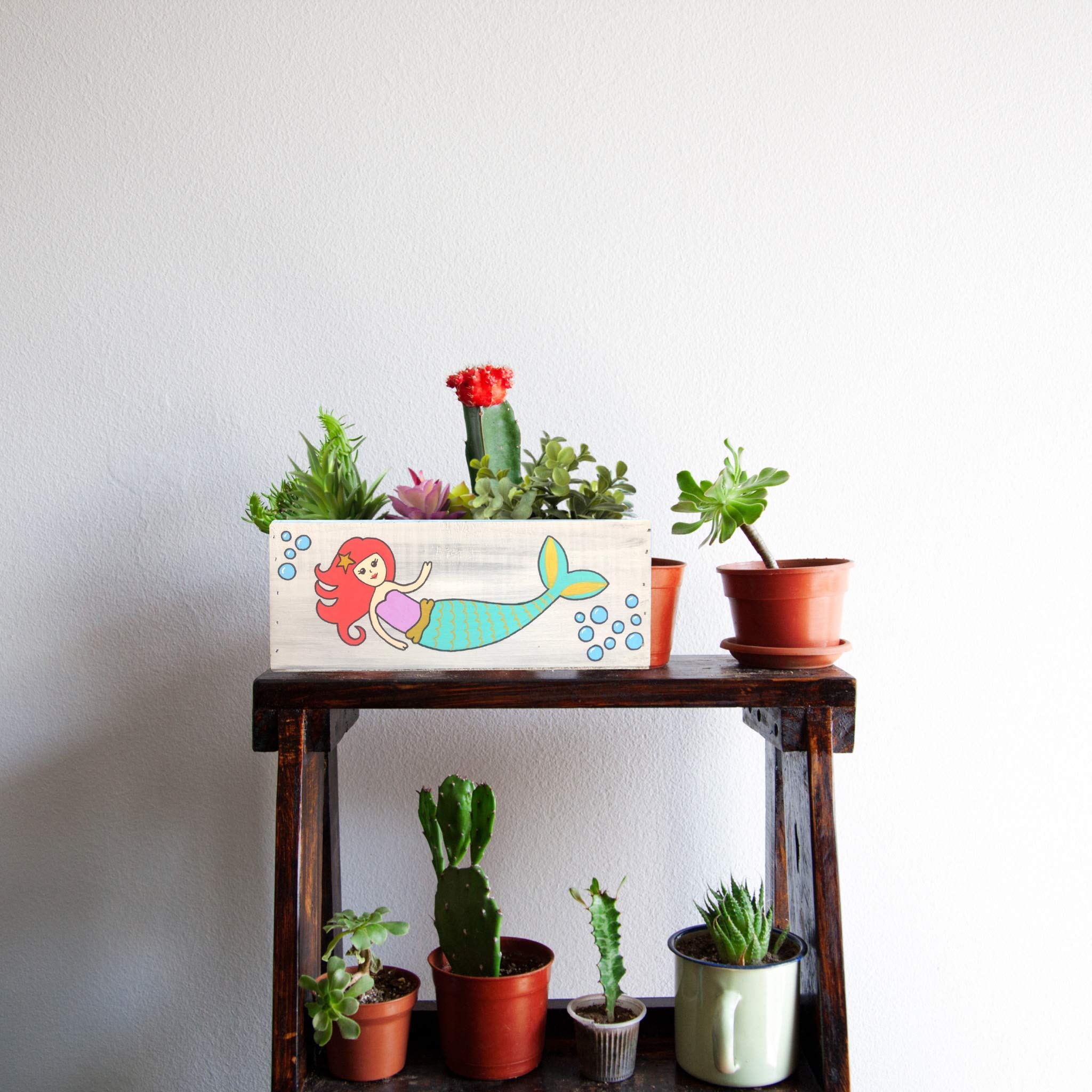 Mermaid Planter for Succulents - Ocean Themed Ceramic Flower Pot, Unique Gift for Daughter & Girls Bedroom Decor - Perfect for Home, Office, and Party Centerpieces