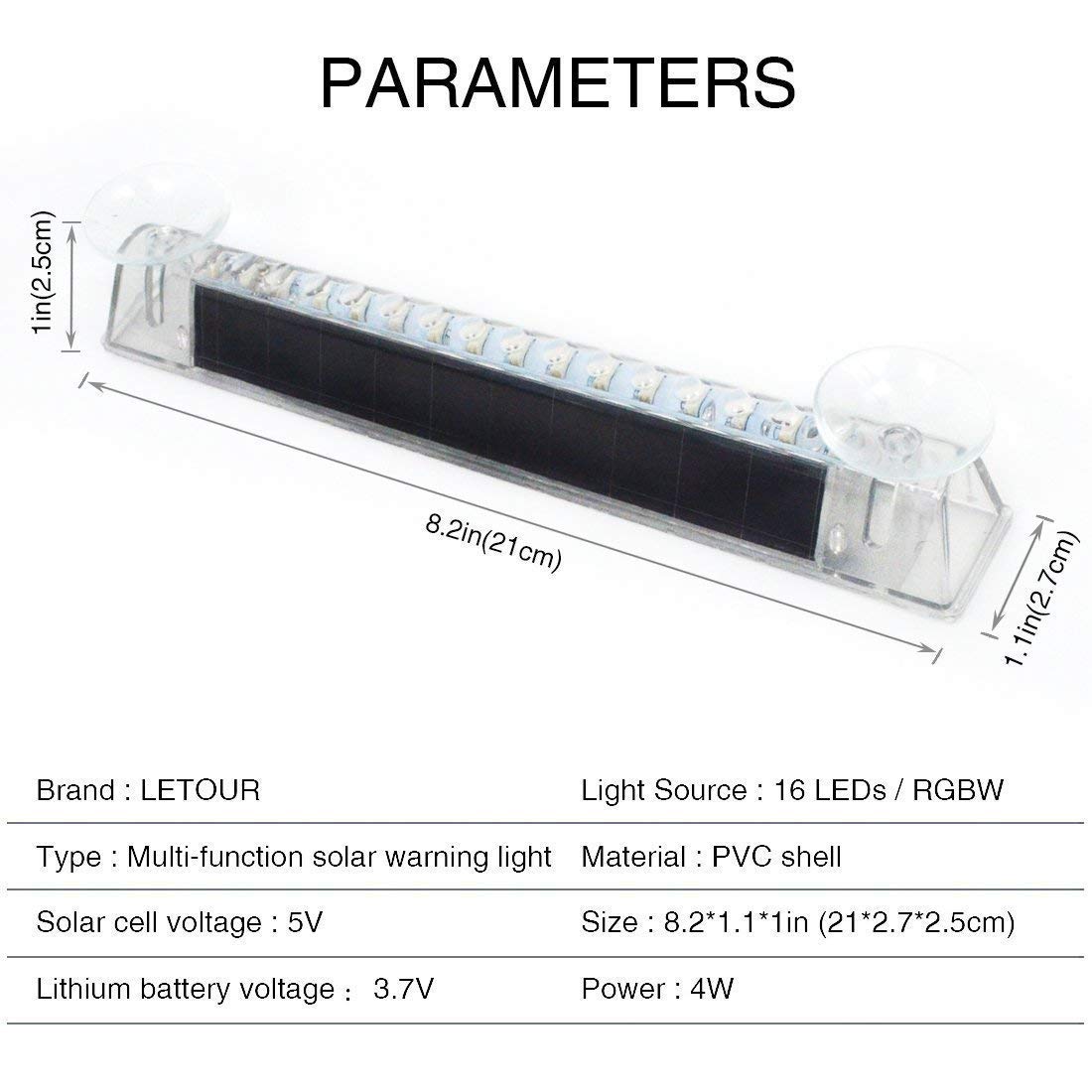 14 LED Solar Wireless Emergency Warning Light Bar - Traffic Advisor for Car Rear Window, Multi-Functional Vehicle Safety Lamp | Perfect for Roadside Emergencies, Construction Zones & Nighttime Visibility