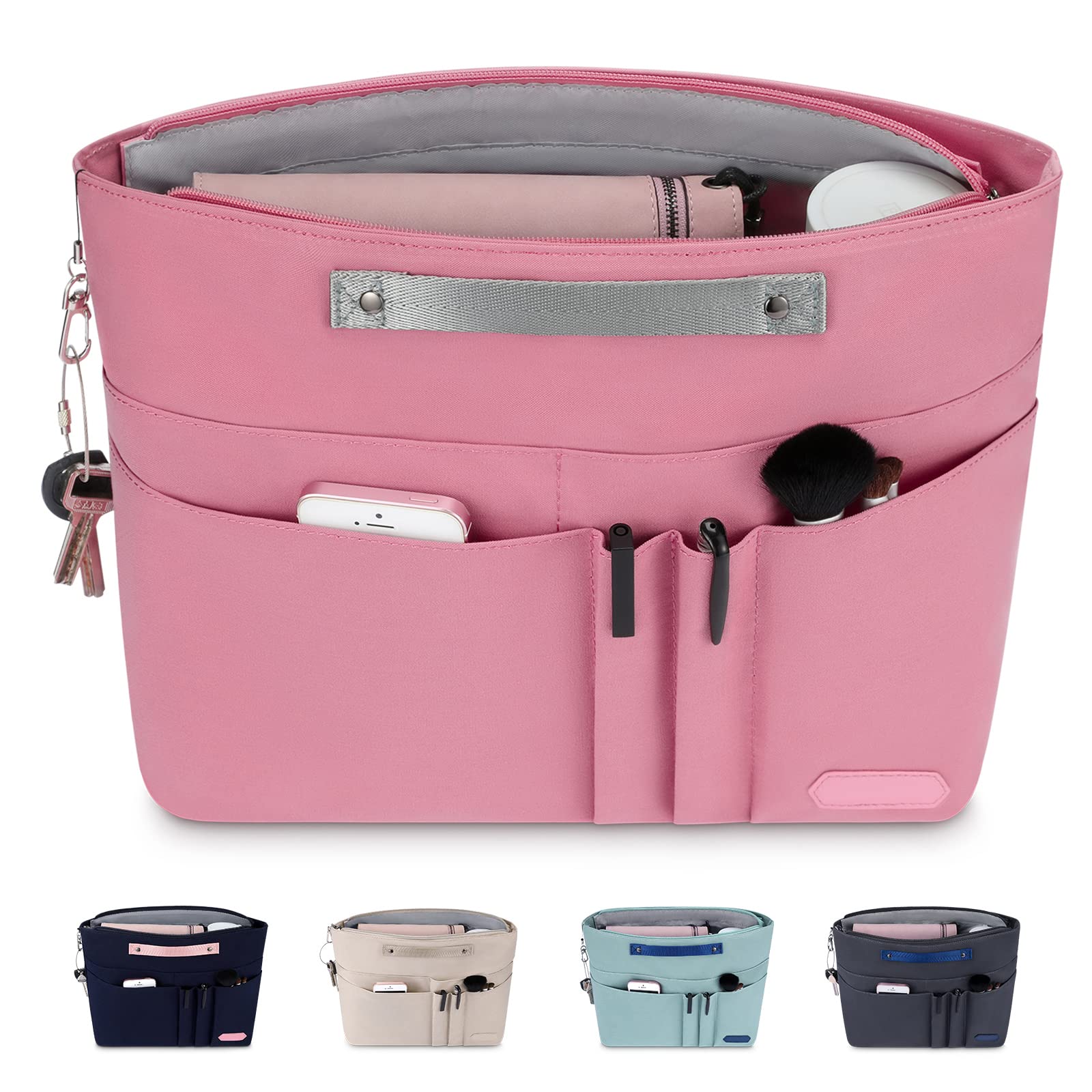 HyFanStr Purse Organizer Insert for Handbags - 15-Pocket Tote Bag Organizer with Zipper for Women | Perfect for Travel, Work & Daily Use