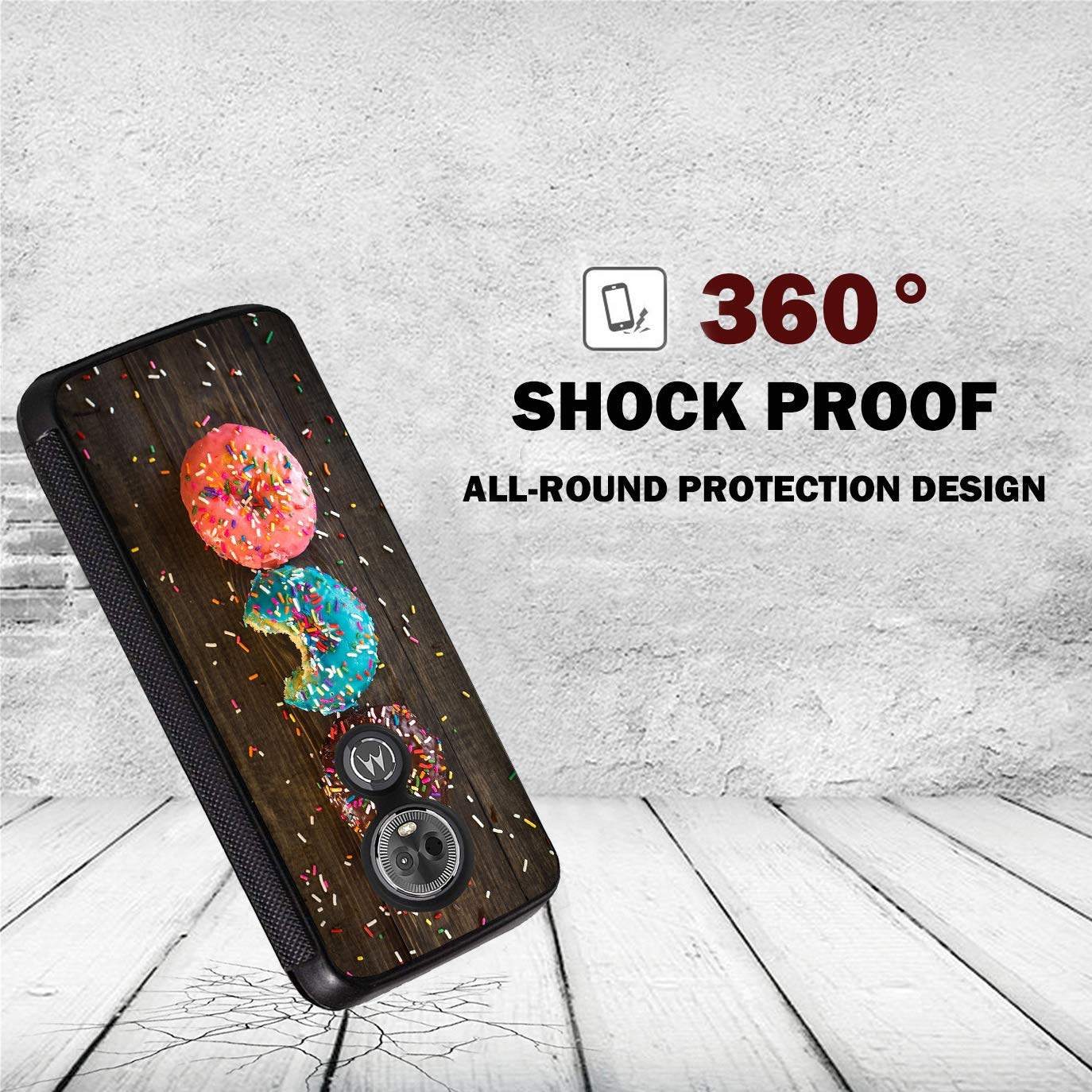 Slim Anti-Scratch Rubber Protective Case for Motorola Moto G7 Play - Donut Dessert Chocolate Design | Durable Phone Cover for Everyday Use, Travel & Work