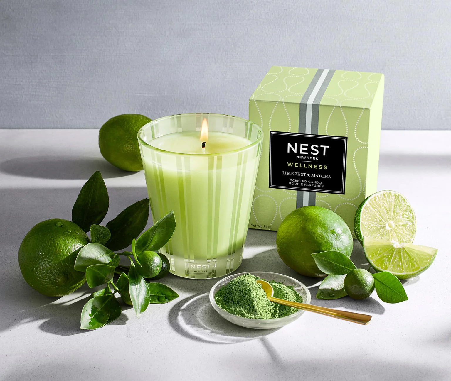 Nest Lime Zest & Matcha Scented Candle - Aromatherapy for Relaxation, Yoga & Home Decor | Fresh Citrus Green Tea Fragrance