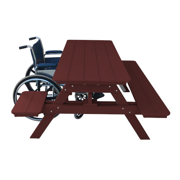 Eco-Friendly Recycled Plastic ADA Compliant 6-Foot Picnic Table with Attached Benches - Perfect for Parks, Campgrounds & Backyard Outdoor Gatherings