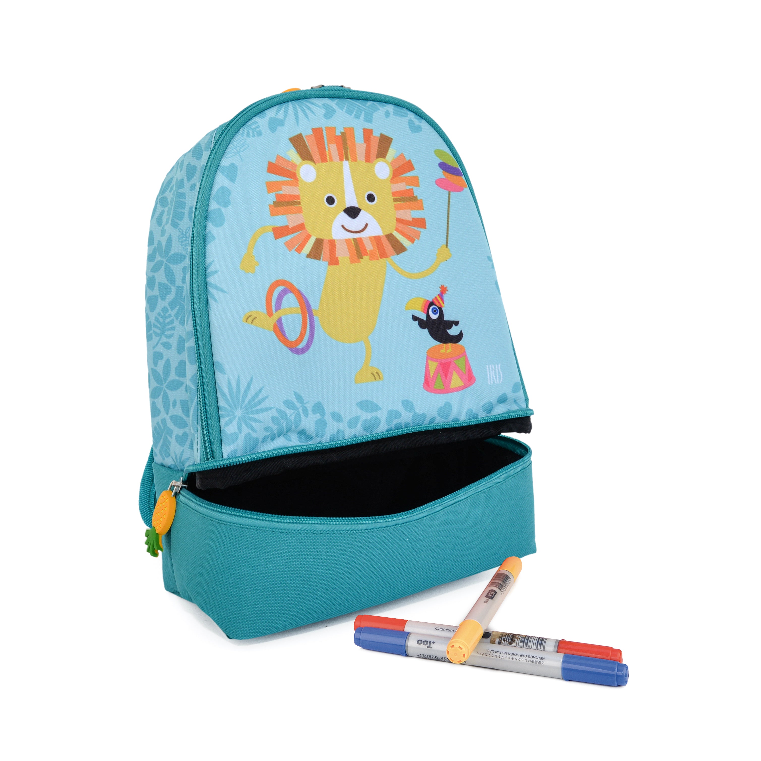 Funny Jungle Mint 2-in-1 Backpack Snack Container - Perfect for School, Travel & Outdoor Adventures
