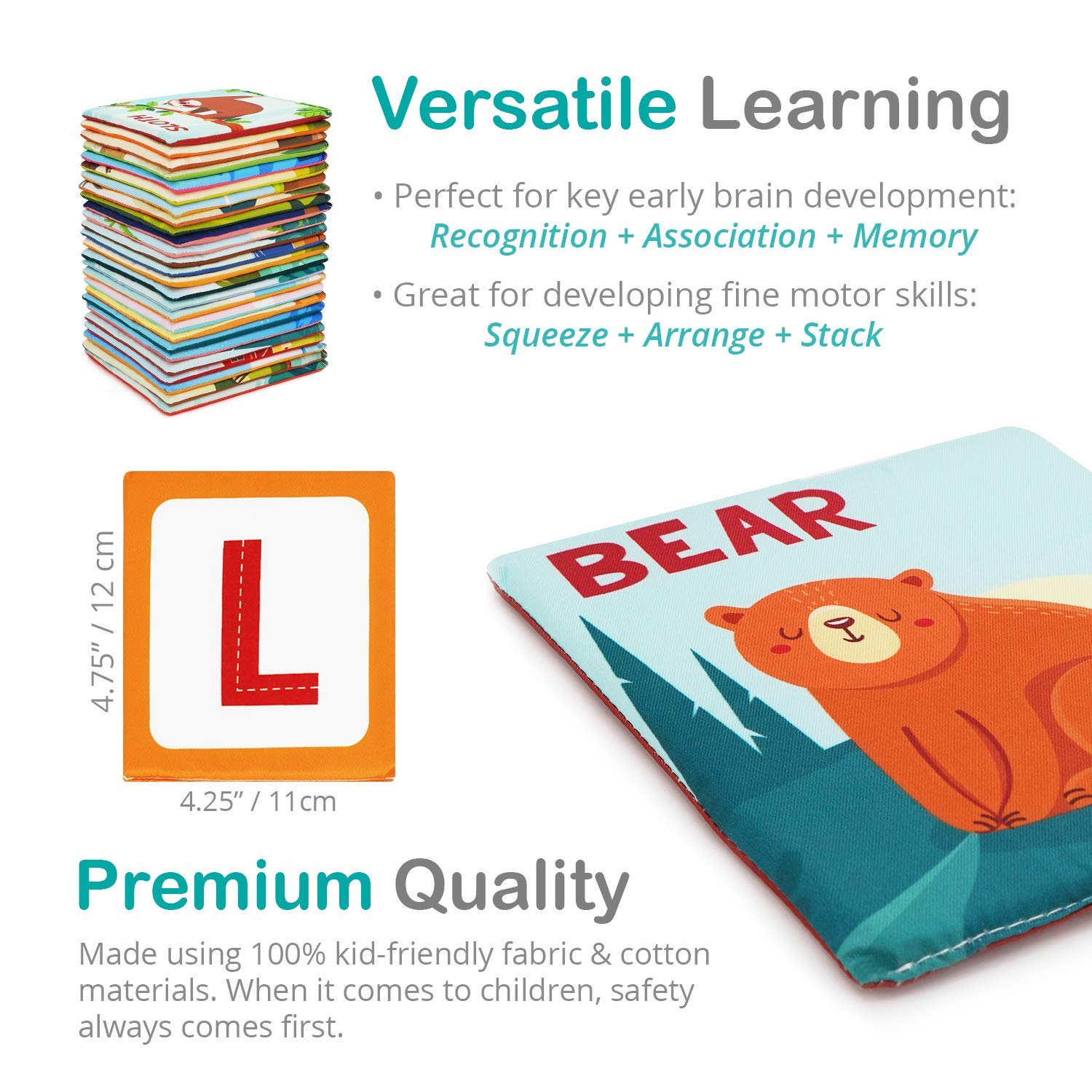 **Best Early Learning Bundle for Babies & Toddlers - My First Family Album, Soft Alphabet Flash Cards, Photo Cloth Book & Animal Cloth Cards - Perfect Gift Set for Newborns, Infants & Kids - Ideal for Playtime, Learning & Memory Development**