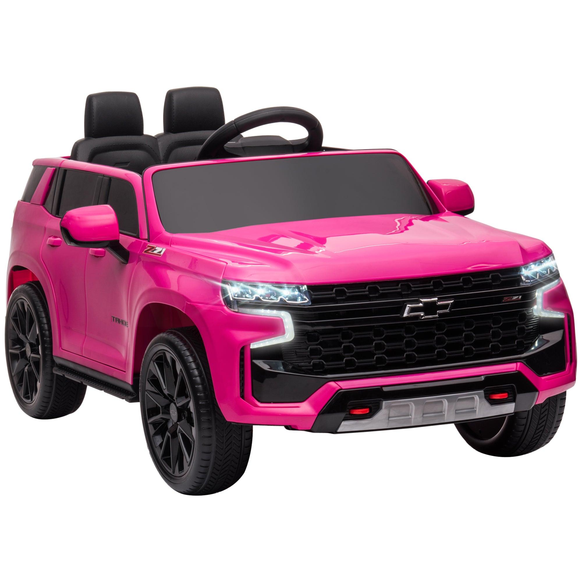 Chevrolet TAHOE Licensed 12V Battery Powered Kids Electric Ride-On Car with Parent Remote Control, Music, Lights & Horn - Pink Electric Vehicle Toy for Boys & Girls Ages 3-6 | Perfect for Birthday Gifts, Outdoor Play & Backyard Fun