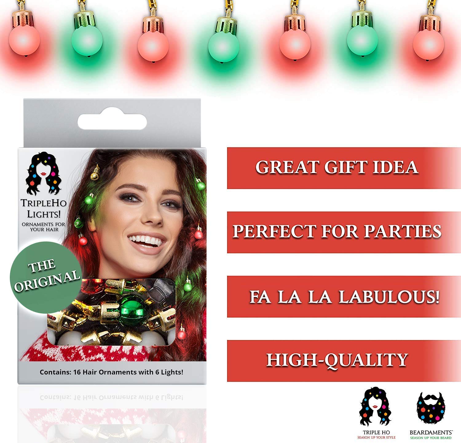 Original 16pc Hair Clip Lights & 4pc Earring Light Set - Glow in The Dark Party Accessories for Raves, Concerts, Festivals & Night Events