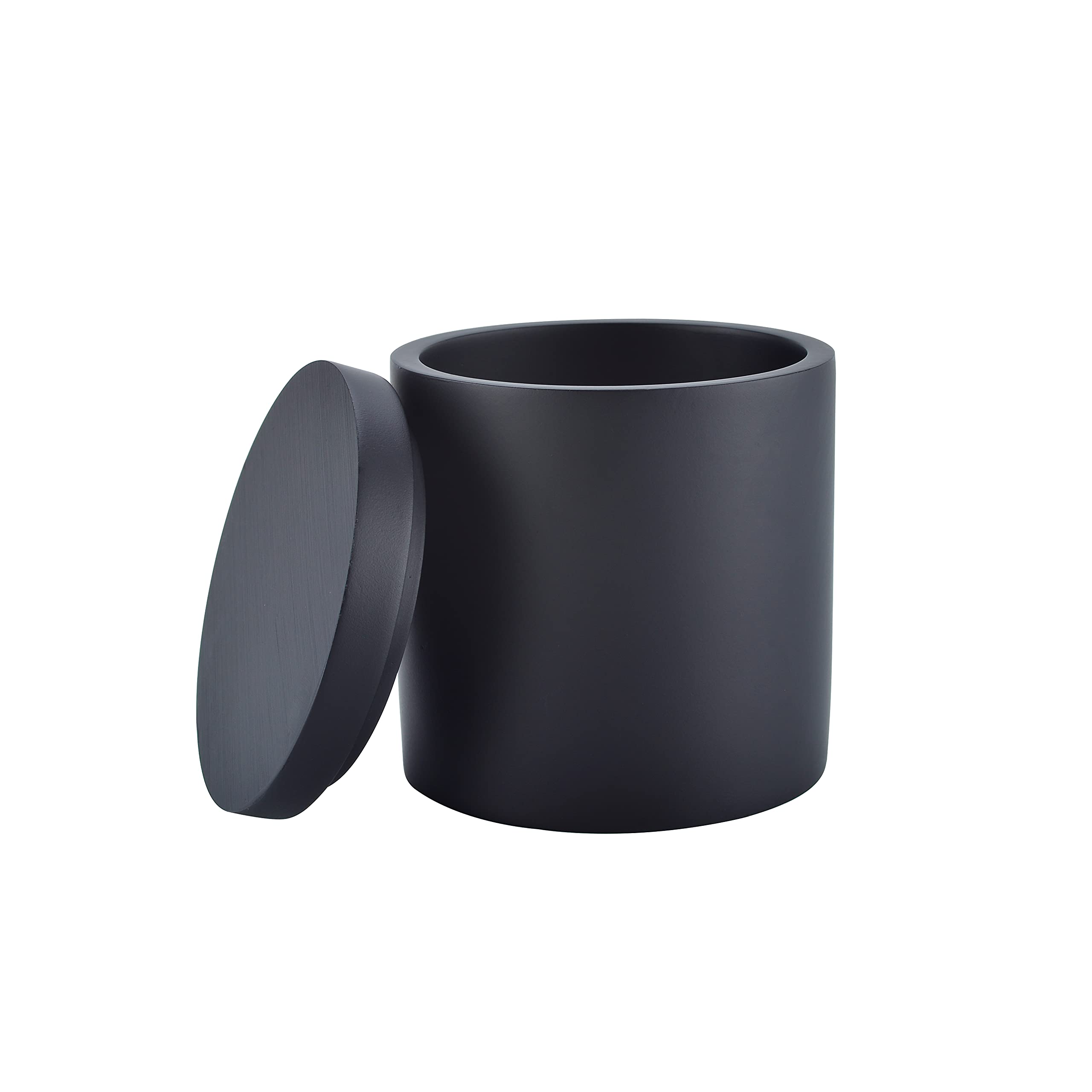 Cotton Swab Holder with Lid - Matte Black Bathroom Organizer for Qtips & Makeup