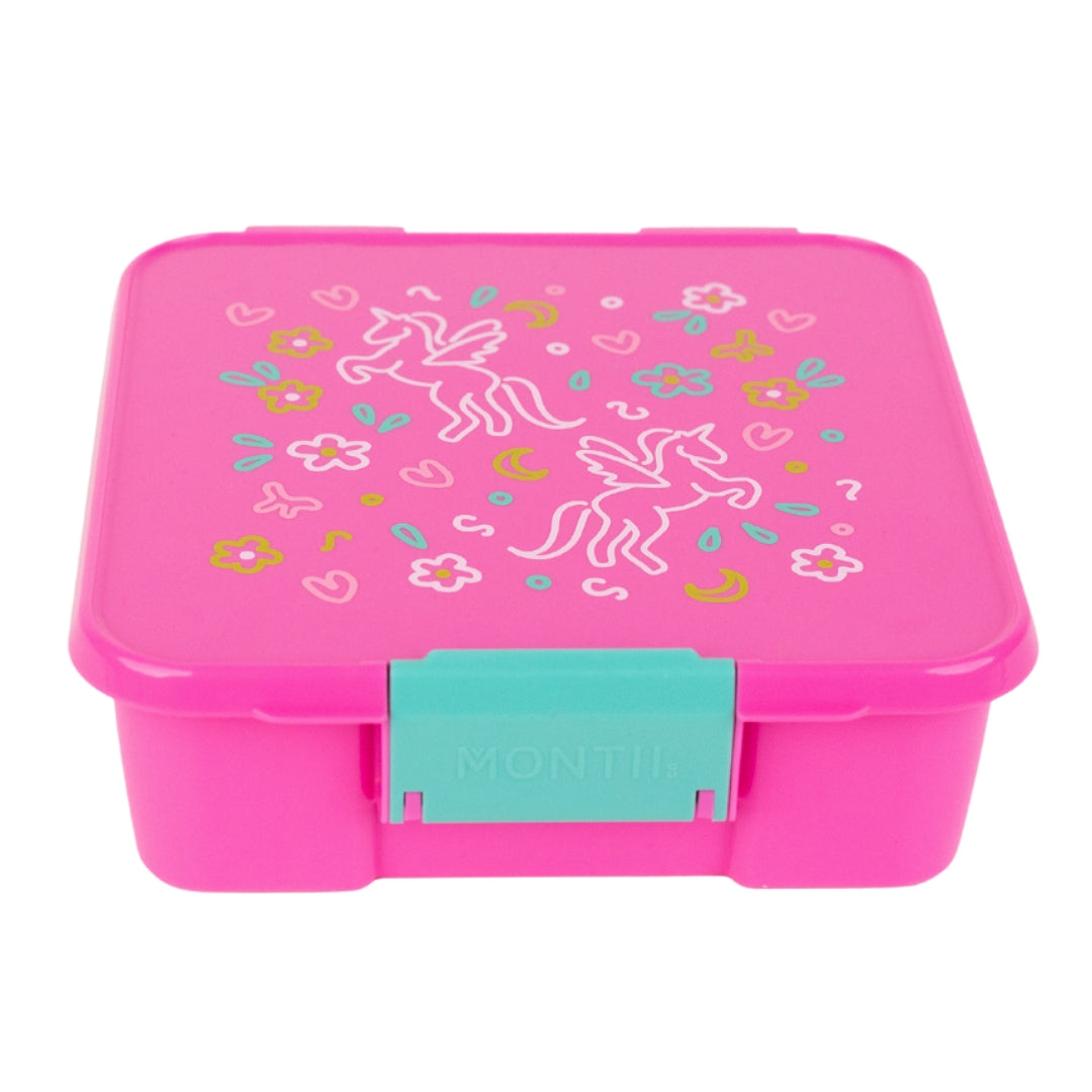 Montii.Co Bento 5 Lunch Box - Unicorn Magic Design for Kids | Perfect for School, Picnics & Travel | Durable & Leak-Proof Meal Container