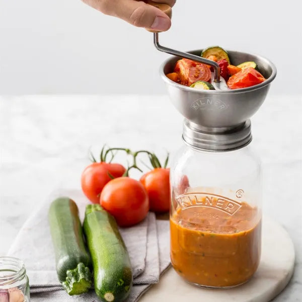 Kilner Sauce Press Jar Set - Stainless Steel Tomato Fruit Press with 2 Glass Jars - Perfect for Making Homemade Sauces, Jams & Juices (Kitchen & DIY Canning Essential)