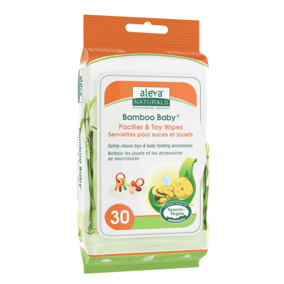 Aleva Naturals® Bamboo Baby® Pacifier & Toy Wipes - 30 Count | Hypoallergenic & Chemical-Free | Perfect for Cleaning Pacifiers, Teethers & Baby Toys On-The-Go