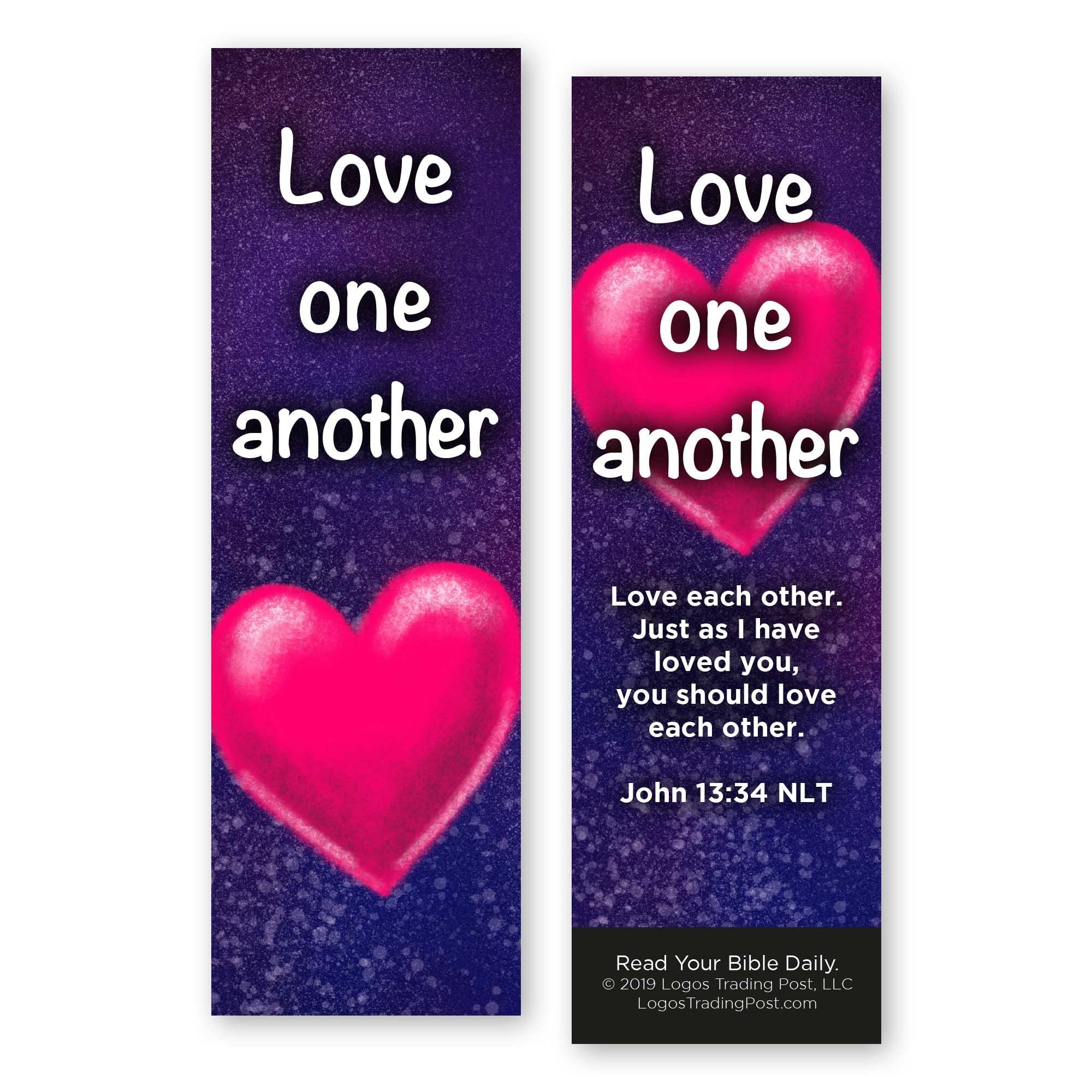 Bulk Pack of 25 Christian Bookmarks for Kids - John 13:34 'Love One Another' Bible Verse Book Markers, Sunday School Prizes & Scripture Gifts for Children & Youth - Perfect for Bible Study, Church Events & Religious Education