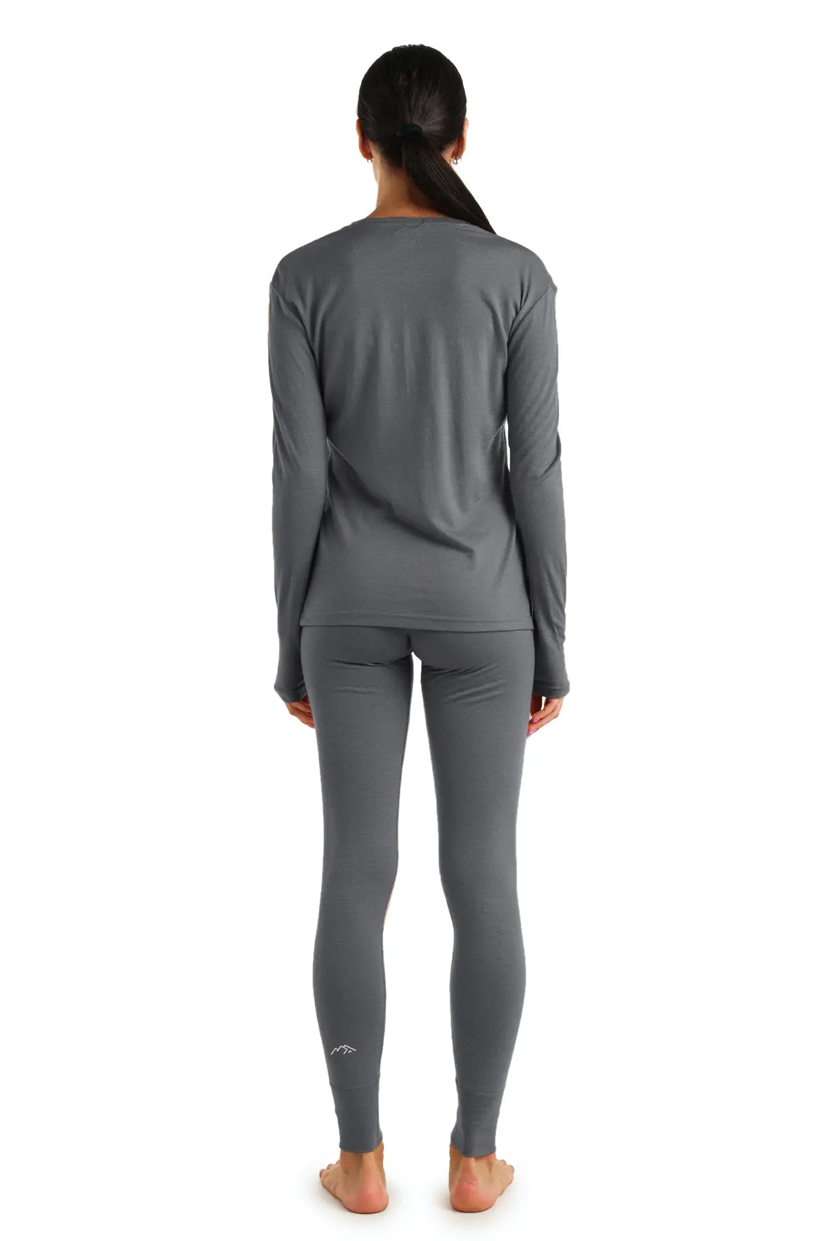 Women's Merino Wool Thermal Underwear Set - 165 Perfect Grey - Warm Base Layer for Winter, Hiking & Outdoor Activities