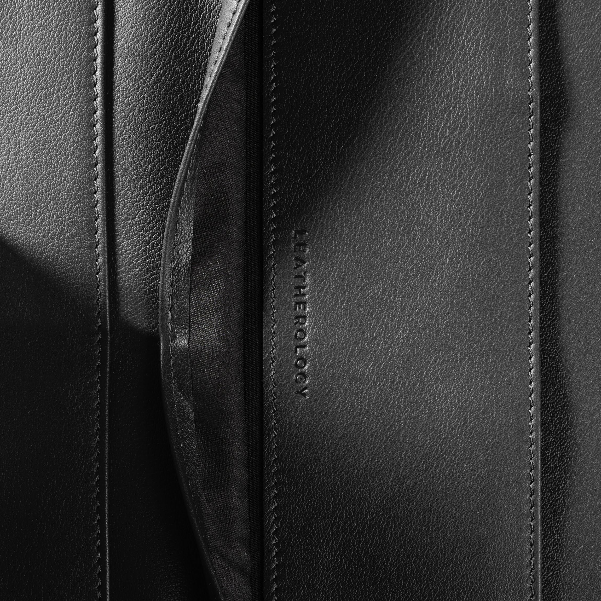 Premium Black Onyx Leather Executive Zippered Portfolio with Tablet Pocket - Ideal for Business Meetings, Travel & Professional Organization