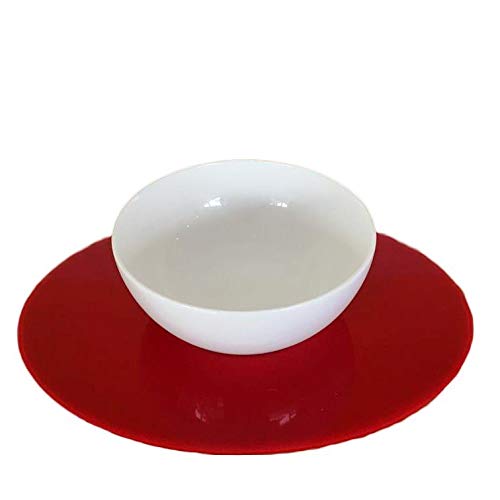 Premium Oval Placemat Set - Red Mirror Finish - Set of 8 - Elegant Dining Table Decor for Formal Dinners & Holiday Entertaining