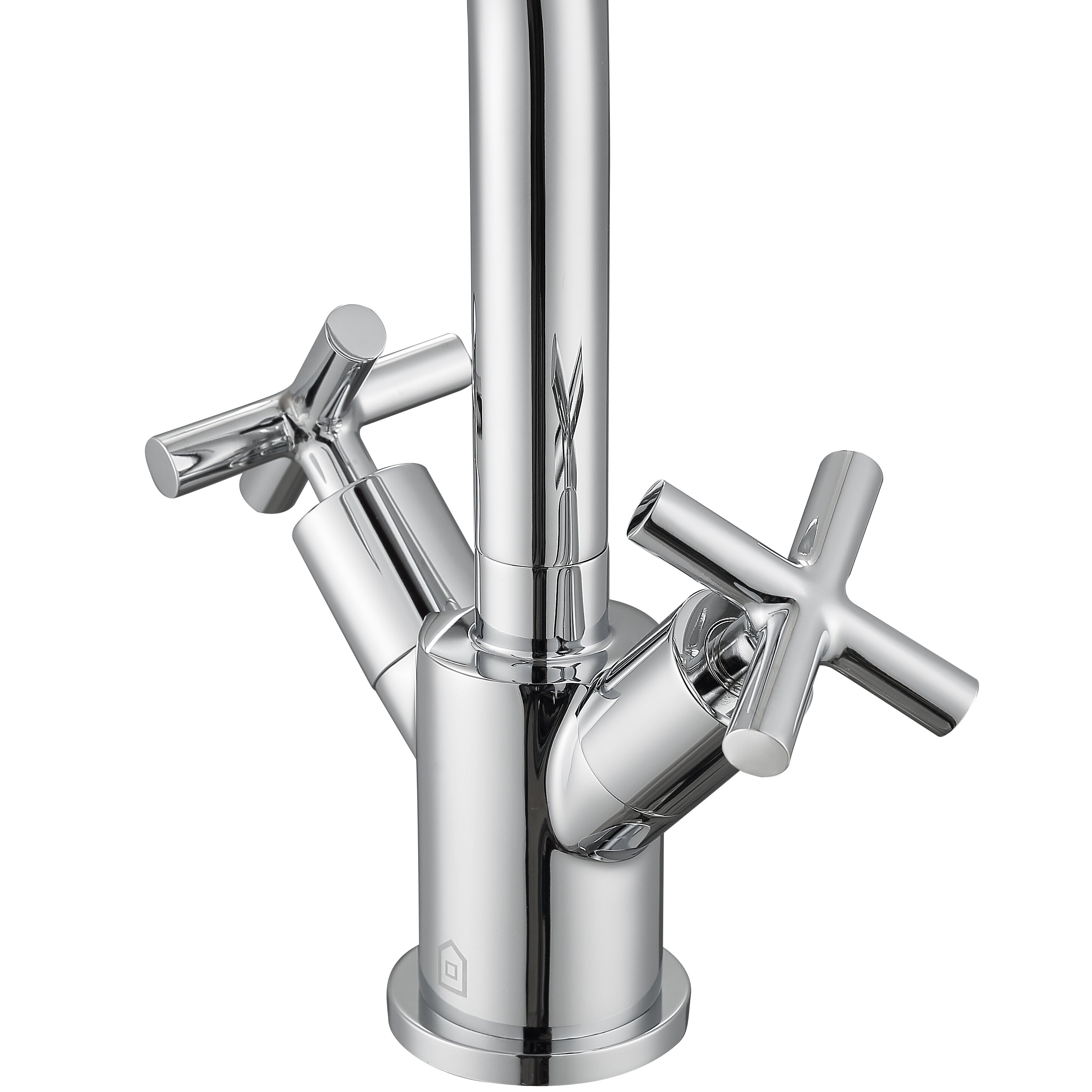 Chrome Single Hole Cross Handle Bathroom Faucet - Ava Series | Modern Water-Saving Design for Sink, Vanity & Powder Room Installation
