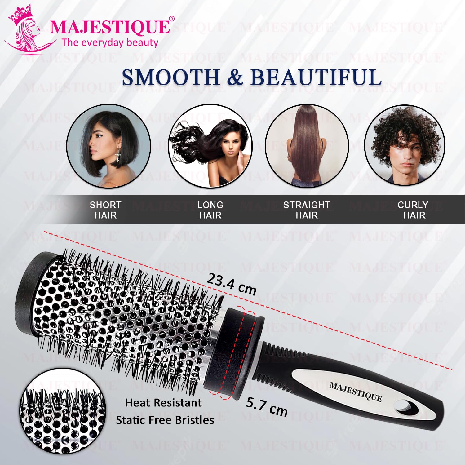 Majestique 2 Inch Lightweight Professional Blow Dryer Brush - Volumizing Hair Styler with Precise Heat Control for Salon-Quality Blowouts at Home - Perfect for Men & Women (Ideal for Daily Styling, Travel & Salon Results)