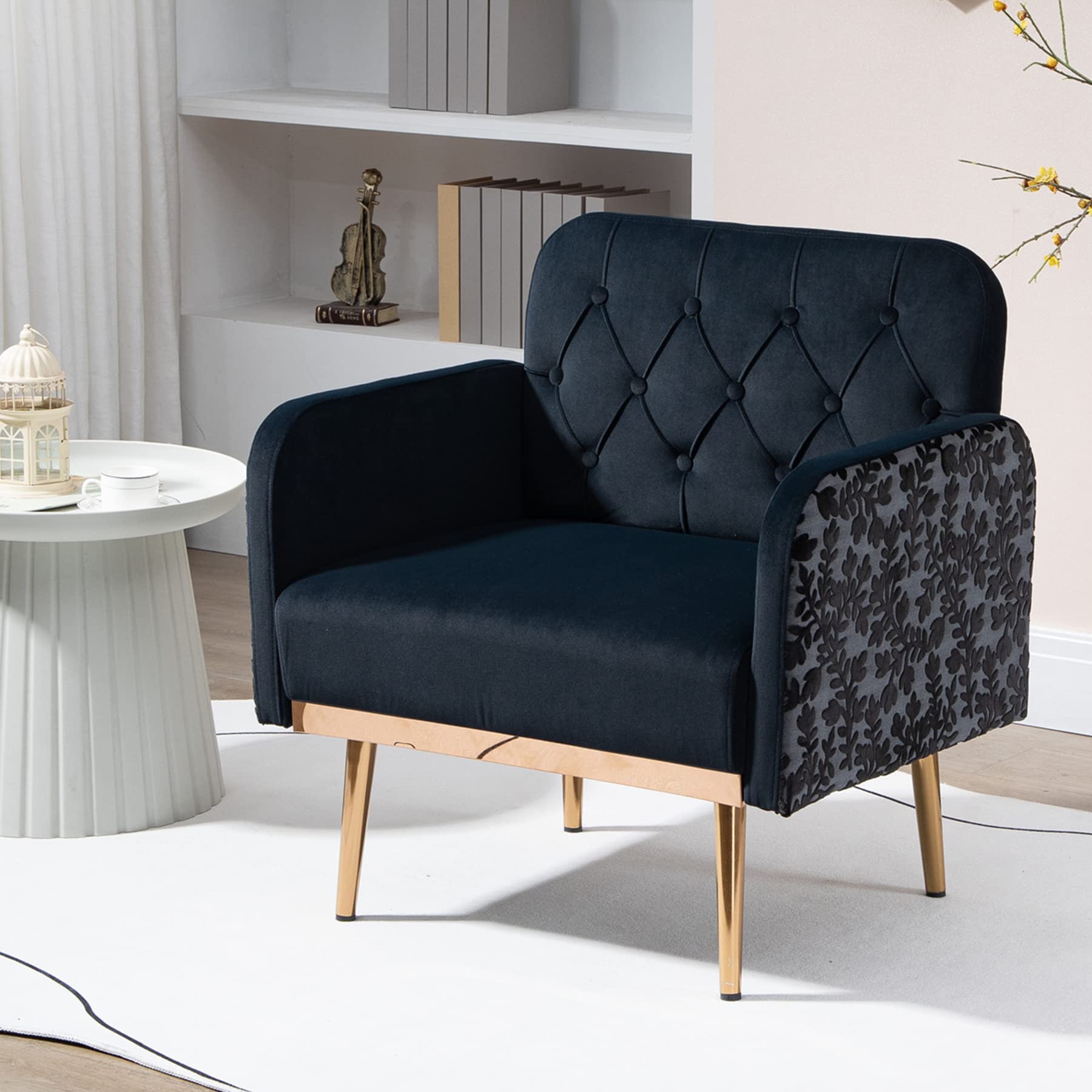 Modern Accent Chair for Living Room & Bedroom - Space Saving Single Sofa Chair with Comfortable Design - Perfect for Small Spaces, Home Office & Reading Nook (Black) - Ideal for Relaxing, Working & Decorating Your Space