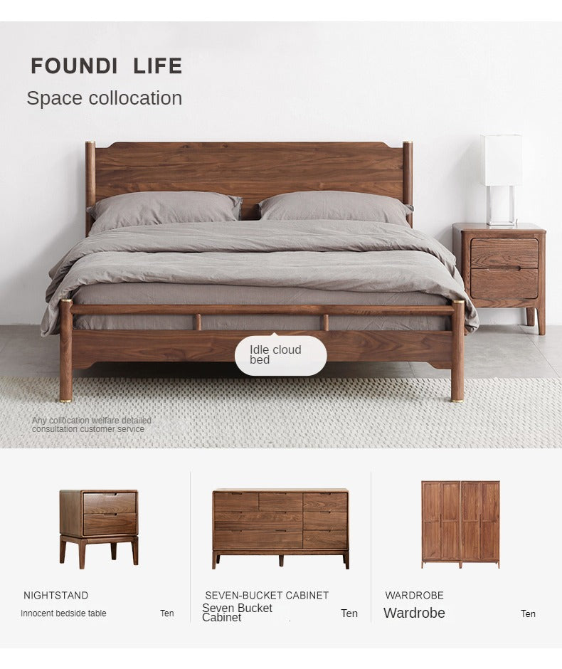 Premium Black Walnut & Ash Solid Wood Bed Frame - Handcrafted Queen/King Size Bed for Modern & Rustic Bedrooms - Perfect for Master Suites, Guest Rooms & Farmhouse Style Homes