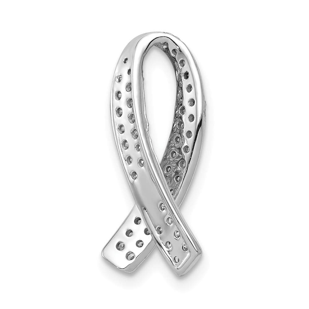 14K White Gold Breast Cancer Awareness Diamond Pendant Necklace - Elegant Slide Chain for Women, Gift for Survivors & Supporters, Perfect for Charity Events & Everyday Wear