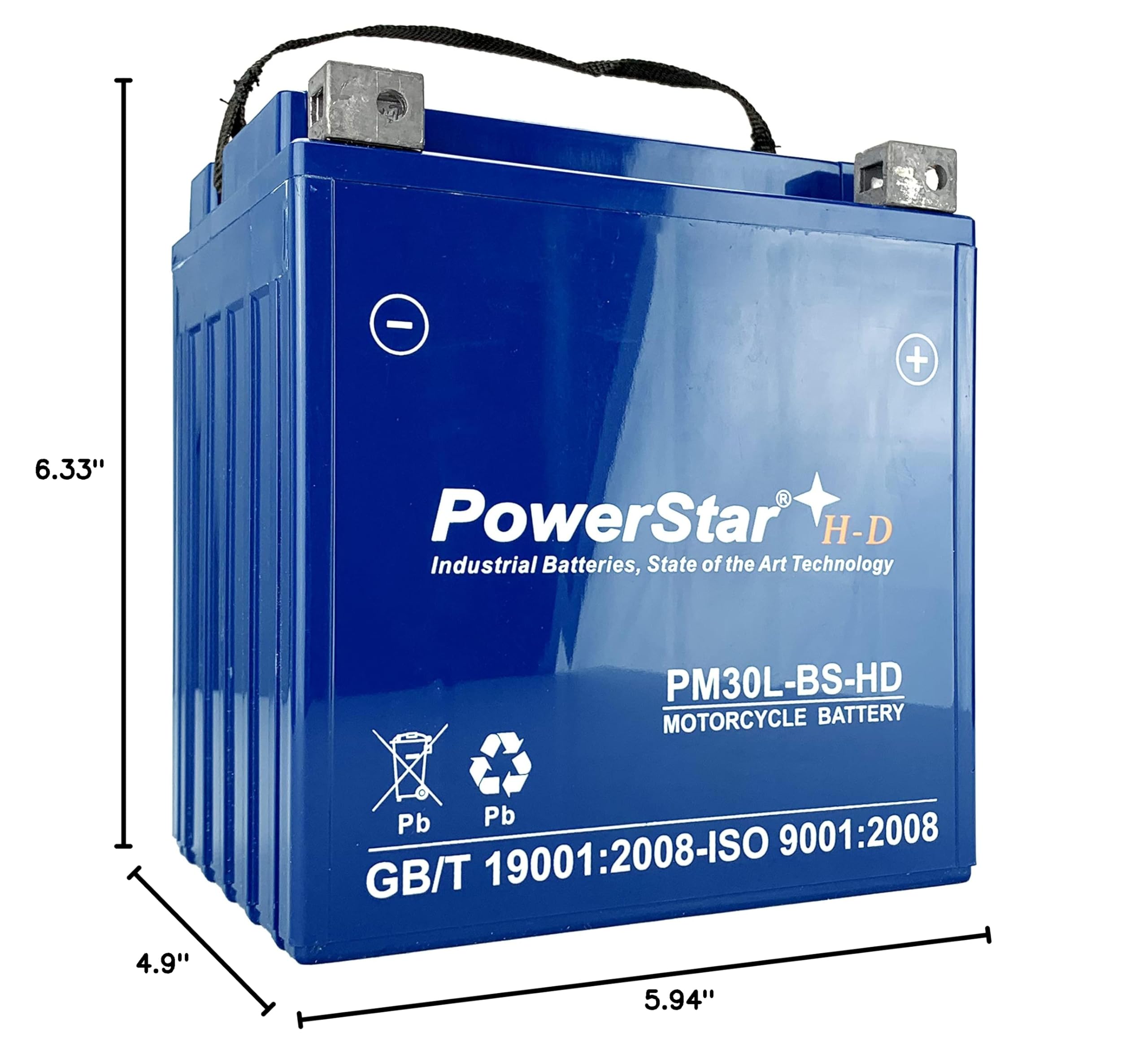 PowerStar YTX30L-BS Replacement Motorcycle Battery - Compatible with HARLEY-DAVIDSON FL/FLH Touring 1450CC Models (1999-2006) - High Performance AGM Battery for Long Rides & Heavy-Duty Use