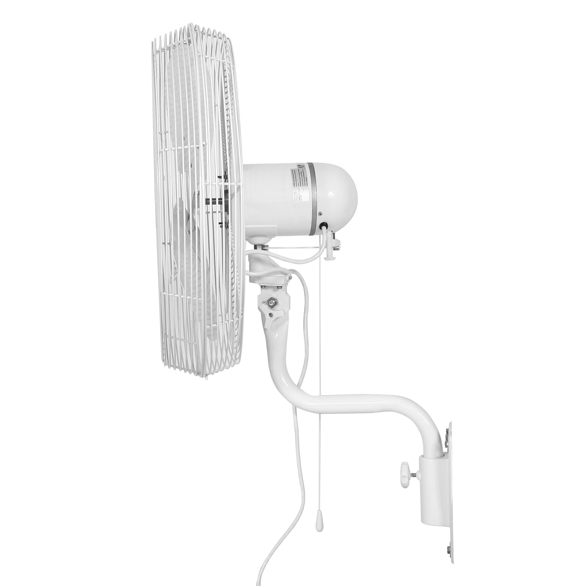 DURAFAN 24 Inch Wall Mount Oscillating Fan - White - Indoor Outdoor Use for Home, Garage, Patio & Workshop Cooling