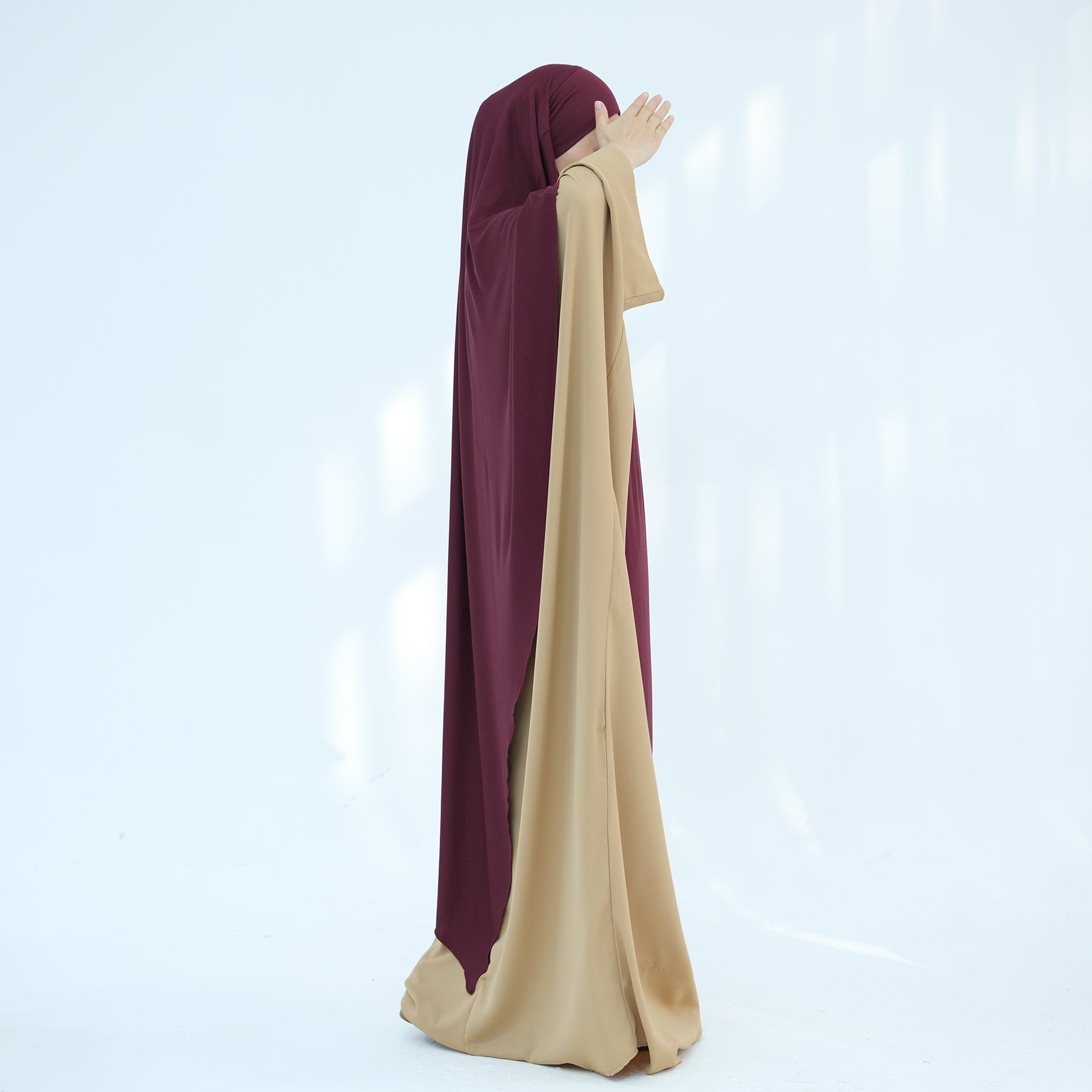 Elegant Modal Maxi Khimar Scarf - Soft & Breathable Wine Red Long Hijab - Perfect for Prayer, Daily Wear & Special Occasions