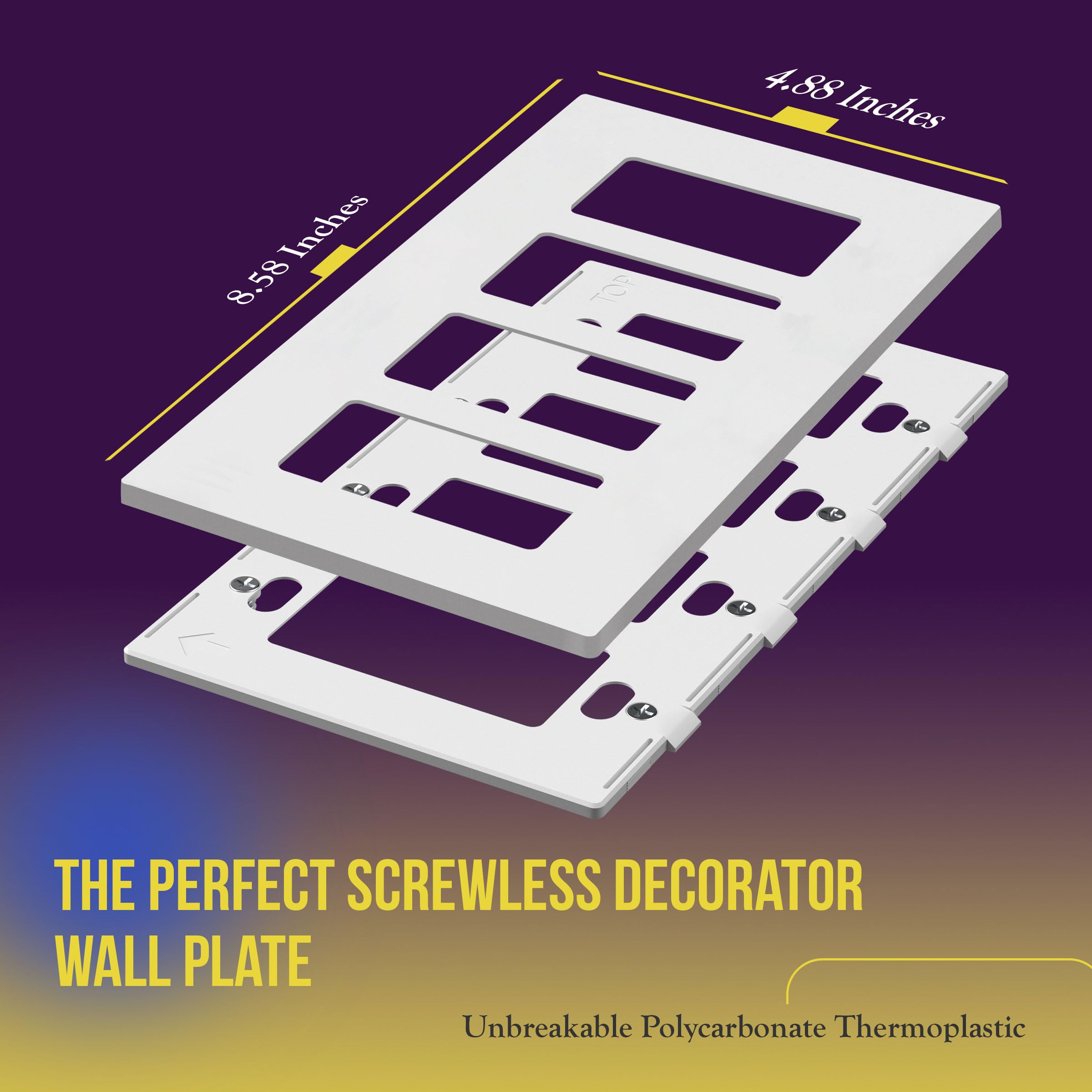 ENERLITES Child-Safe Screwless Decorator Wall Plates - 4-Gang Medium Size (4.88