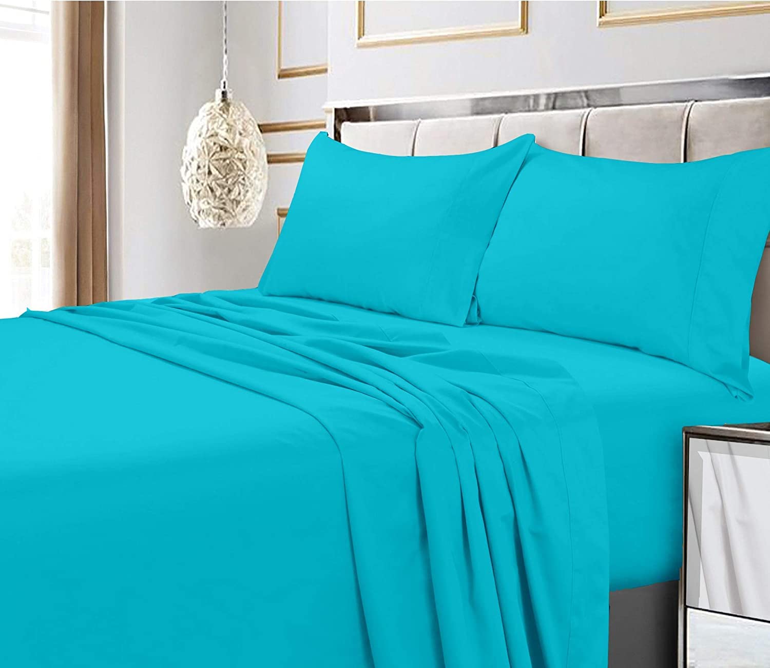 Queen Size Sheet Set - 100% Organic Long Staple Cotton 4-Piece Bedding - 850 TC Deep Pocket Fits 10-12 Inch Mattress (60