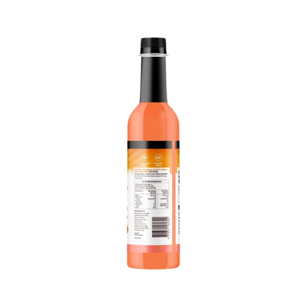 BUDERIM GINGER Ginger Lemon Lime & Bitter Refresher Cordial - Sugar Free 750ml - Perfect for Cocktails, Mocktails & Summer Refreshments