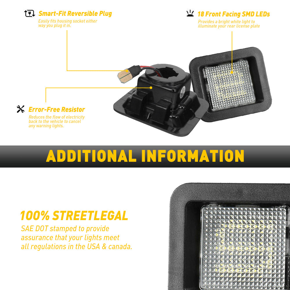 LED License Plate Light Assembly for 2015-2021 Ford F-150 - Smoke Lens Replacement - Waterproof & Durable - Perfect for Night Driving & Off-Road Adventures