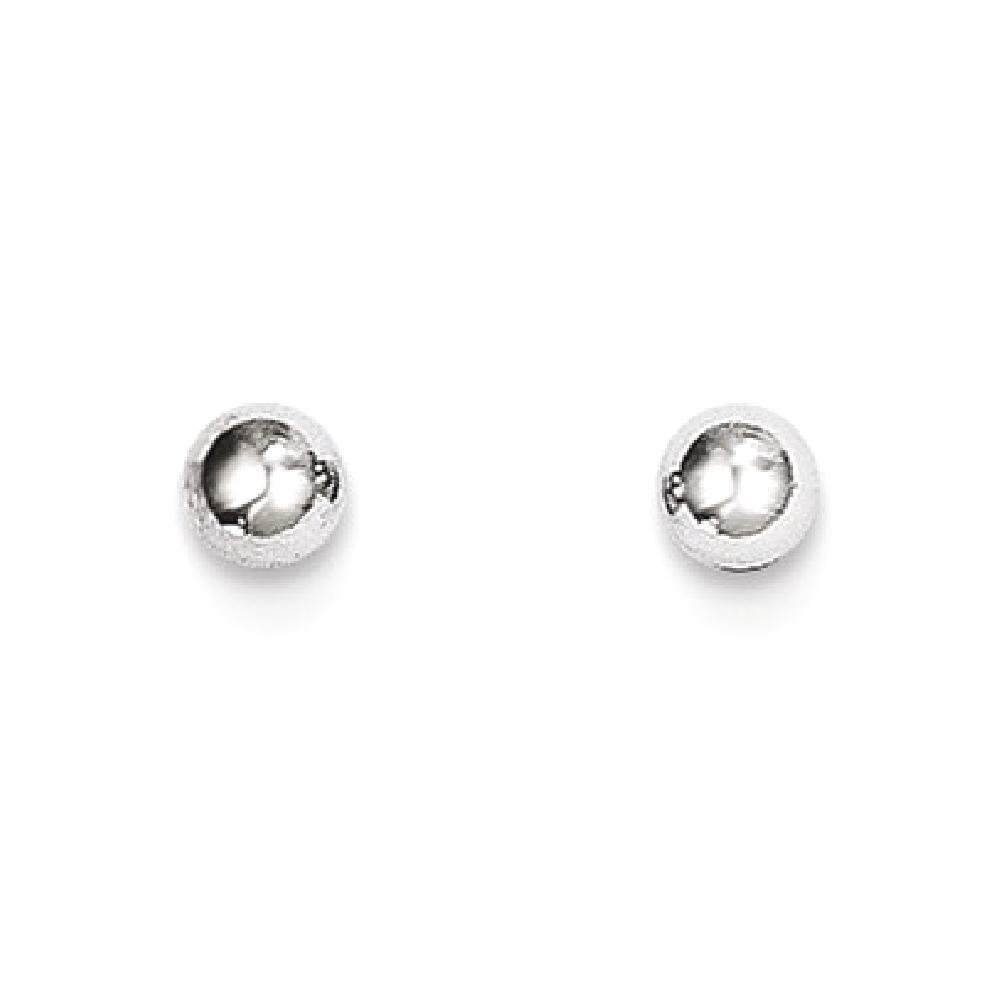 14K Solid White Gold 3mm Ball Stud Earrings for Women - Classic Minimalist Jewelry for Everyday Wear, Gifts & Special Occasions