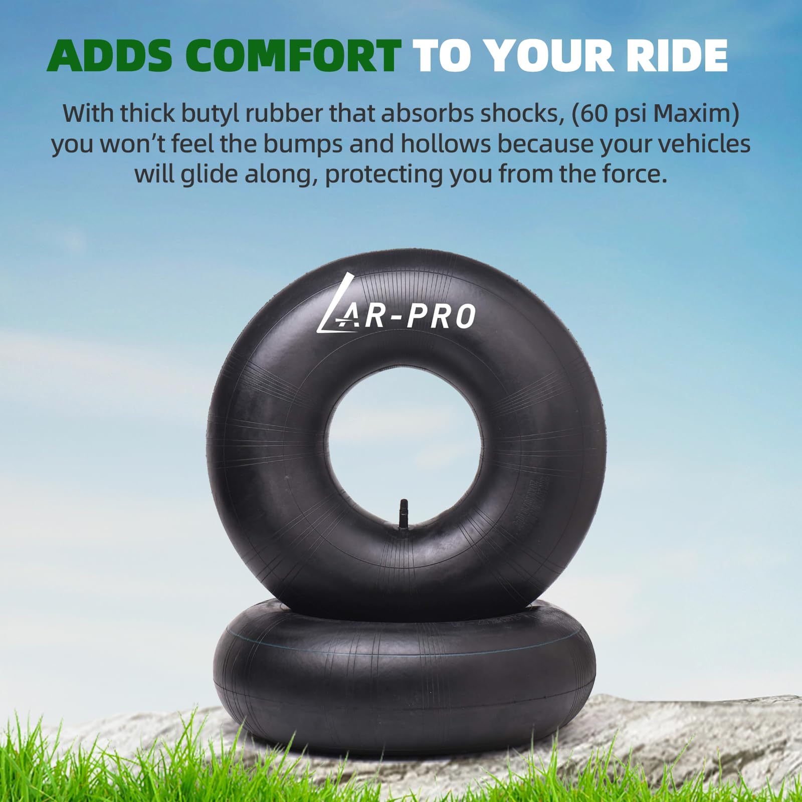 18x8.50/9.50-8 Replacement Inner Tube with TR-13 Valve Stem (2-Pack) - Fits Golf Carts, Tractors, Lawn Mowers, ATVs & Utility Vehicles - Heavy Duty Tube for Off-Road, Farm & Lawn Equipment Maintenance