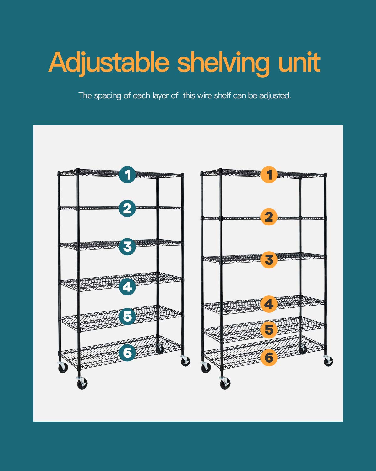 BestMassage Heavy Duty 6-Tier Wire Shelving Unit - 18