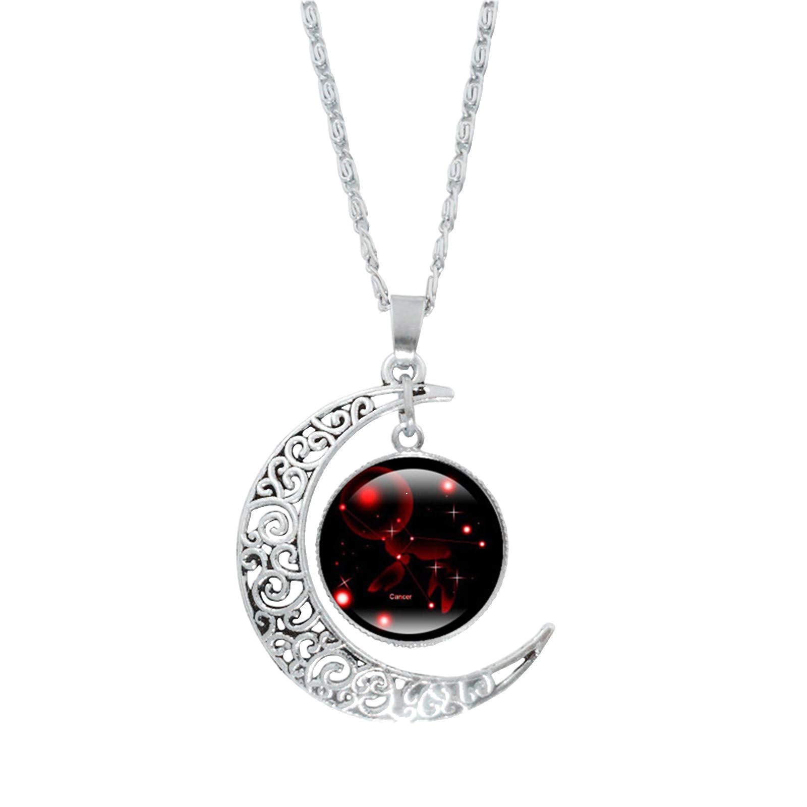 12 Constellation Necklace with Crescent Moon Pendant - Zodiac Astrology Jewelry for Women & Men - Perfect Gift for Birthday, Anniversary & Daily Wear - Galaxy Charm Necklace for Summer & Special Occasions