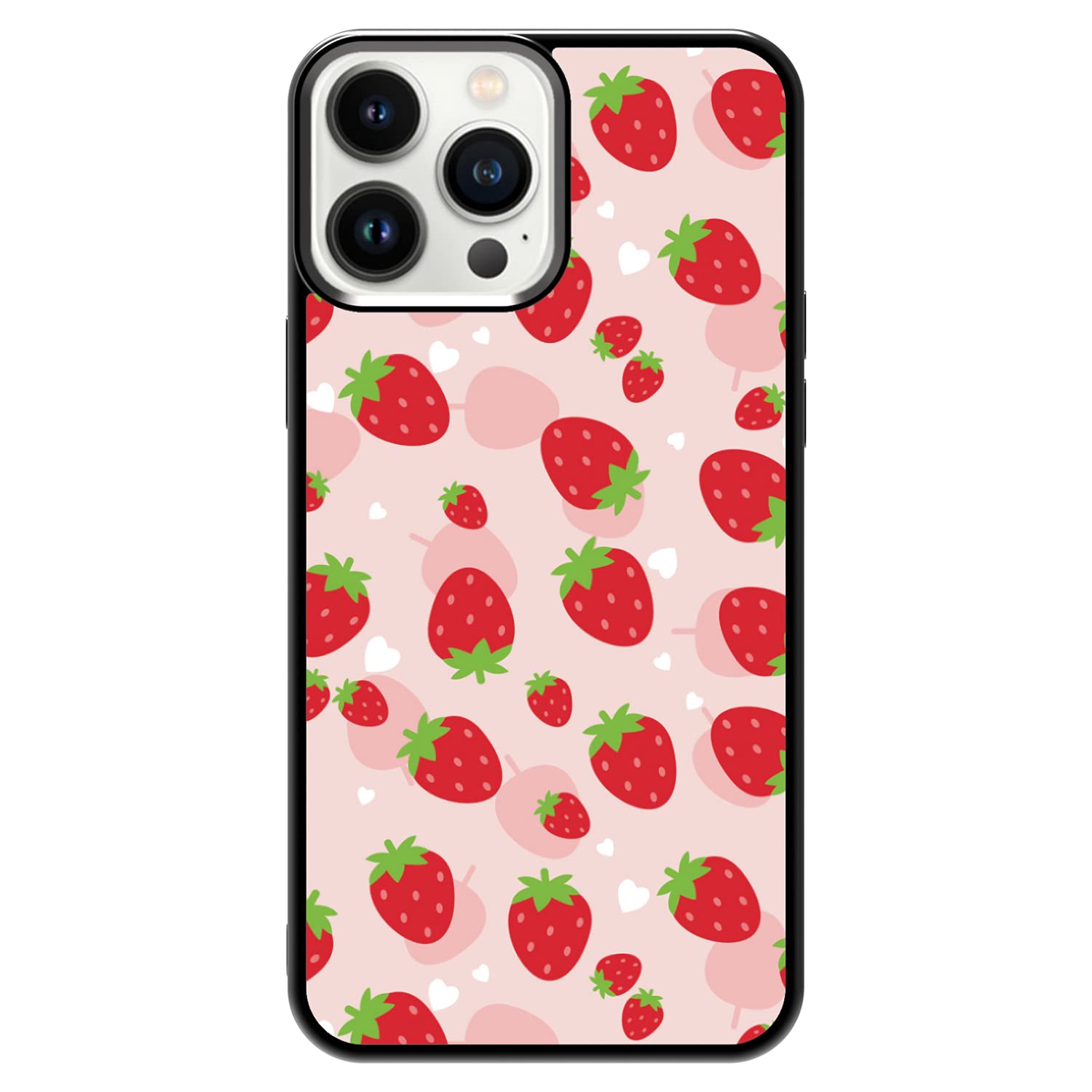 Kawaii Strawberry Phone Case for iPhone 13 Pro Max (6.7 Inch) - Shockproof Protective Cute Pink Cover for Girls & Women | Perfect Gift for Teens, Birthday & Valentine's Day | Compatible with Black & Pink iPhones